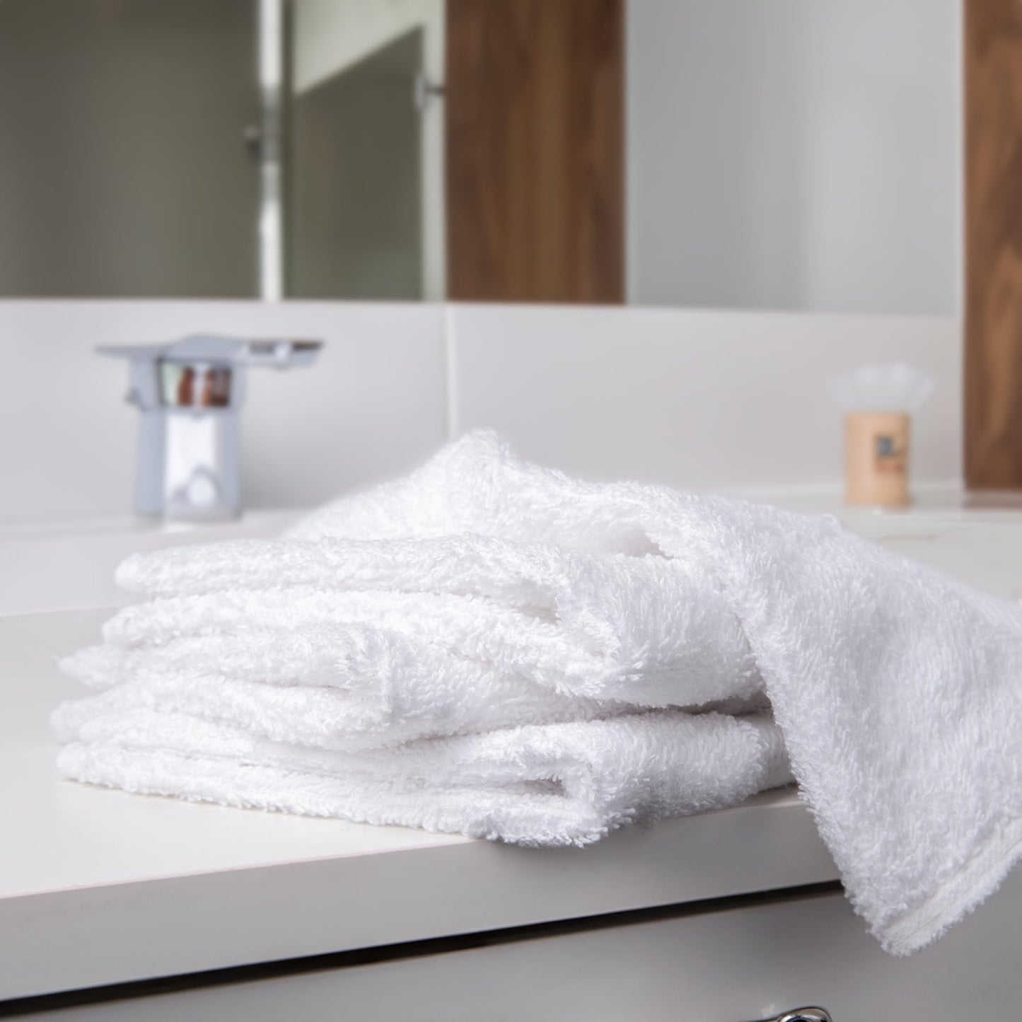 Bulk Spa White Washcloths – 48 Pack – Size 12” x 12” – Thick Loop Pile Washcloth – Absorbent and Soft 100% Ring-Spun Cotton Wash Cloth – Lint Free Face Towel – Wash Cloths Perfect for Bathroom
