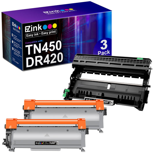 E-Z Ink Compatible Toner Cartridge and Drum Unit Replacement for Brother TN450 TN420 DR420 to use with HL-2270DW HL-2280DW HL-2230 HL-2240 MFC-7360N MFC-7860DW 2840 2940 (2 Toner 1 Drum) 3 Pack