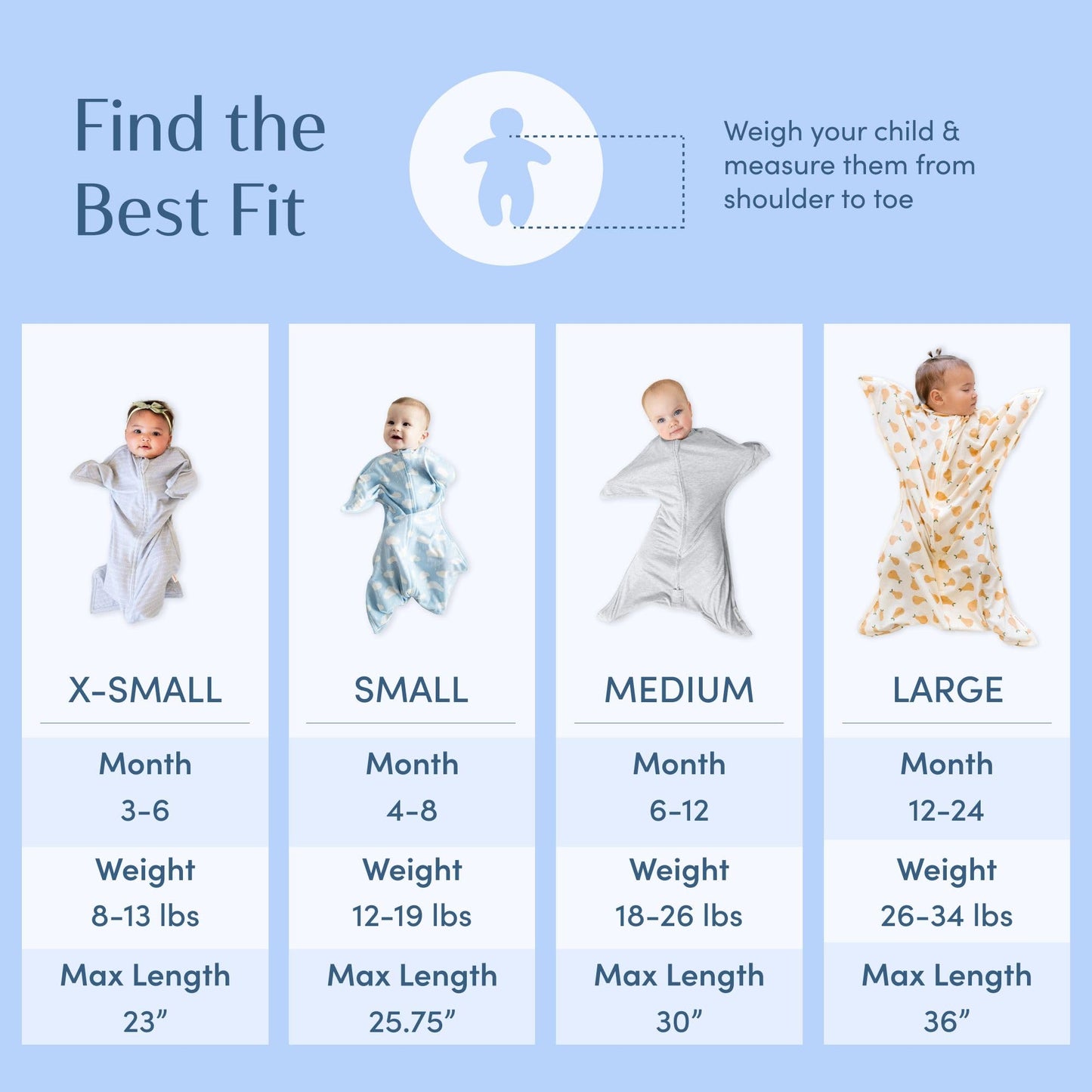 SleepingBaby Zipadee-Zip Transition Swaddle - Cozy Baby Swaddling Blanket with Zipper Convenience - Roomy Wearable Blanket for Easy Diaper Changes - 4-8 Month - Baseline Blue Heather