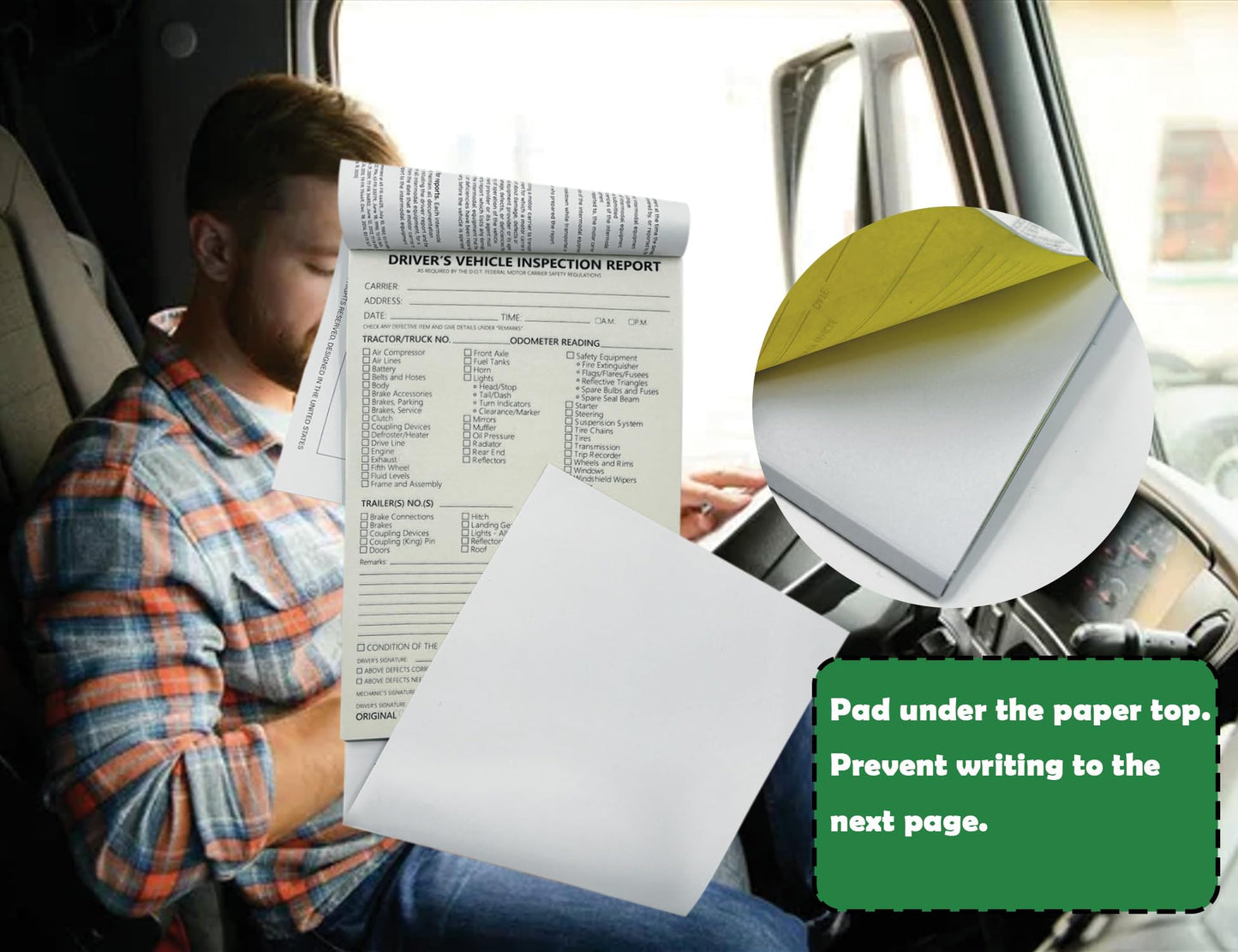 Detailed Driver's Vehicle Inspection Report 10 Pack Book Format, 2-Ply Carbonless, 5.5" x 8.5", 35 Sets of Forms per DVIR Log Book for Truck Drivers,FMCSR Compliant with Easy Tear-Out