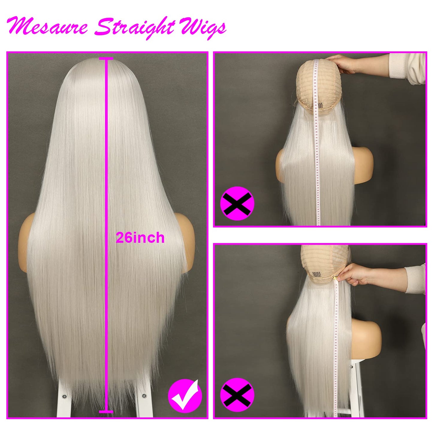 SAPPHIREWIGS 13×6 Platinum Blonde Lace Front Wigs Long Straight Hair #60 White Wig Synthetic Lace Front Wigs for Women Daily Party Halloween Use 26inch