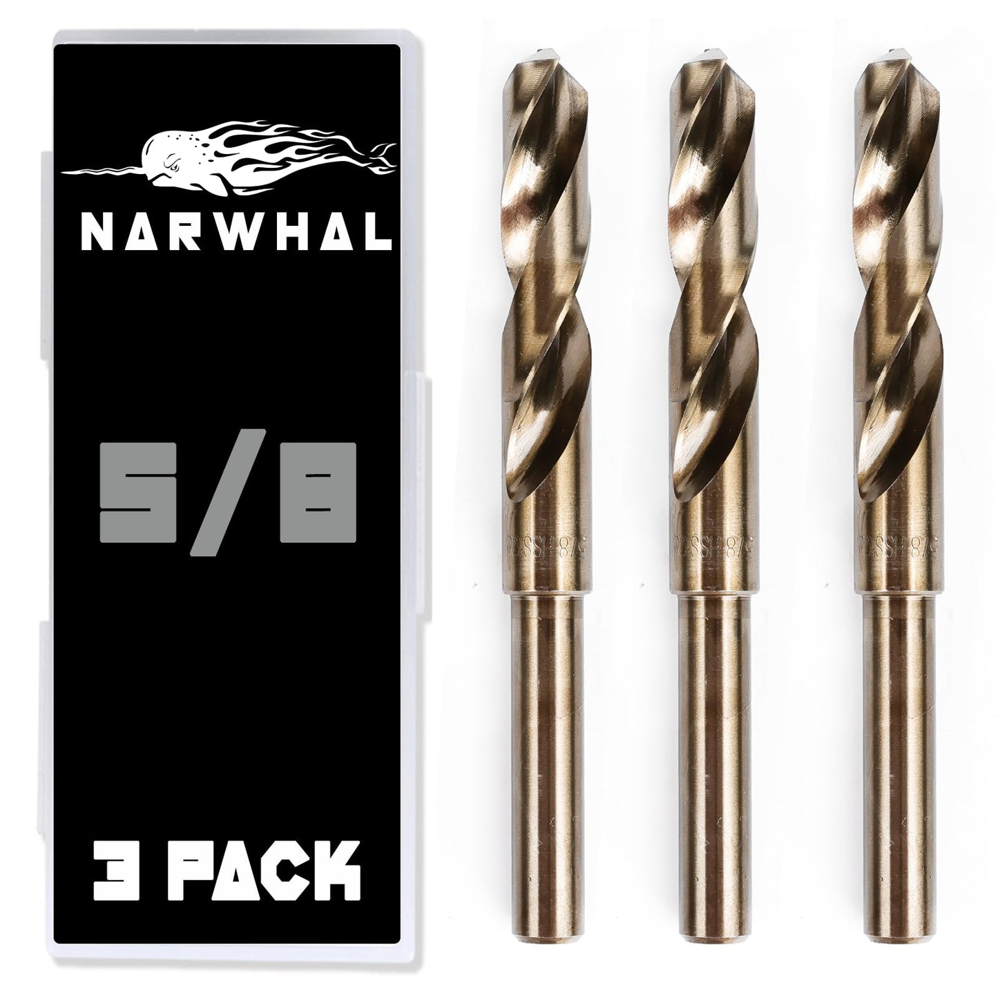 5/8 Cobalt Drill Bits - 3 Pack - 6 Inch Length - M35 Cobalt Drill Bits with Storage Case - Perfect Drill Bits for Metal, Hardened & Stainless Steel, Cast Iron, and More!