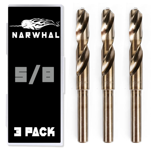 5/8 Cobalt Drill Bits - 3 Pack - 6 Inch Length - M35 Cobalt Drill Bits with Storage Case - Perfect Drill Bits for Metal, Hardened & Stainless Steel, Cast Iron, and More!