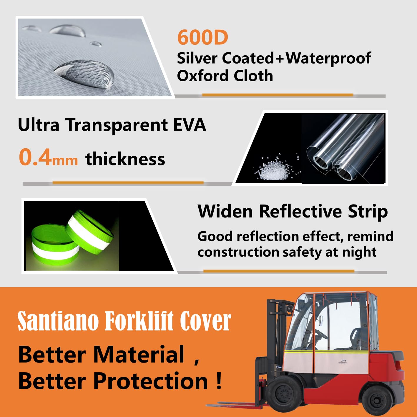 Santiano Forklift Cover,All-Weather Use, Multi-Functional, No Disassembly, Waterproof, Dustproof, Wind & Snow Protection,600D Oxford&EVA Eco-Friendly Material - Work Year-Round!Up to 6000 Lbs
