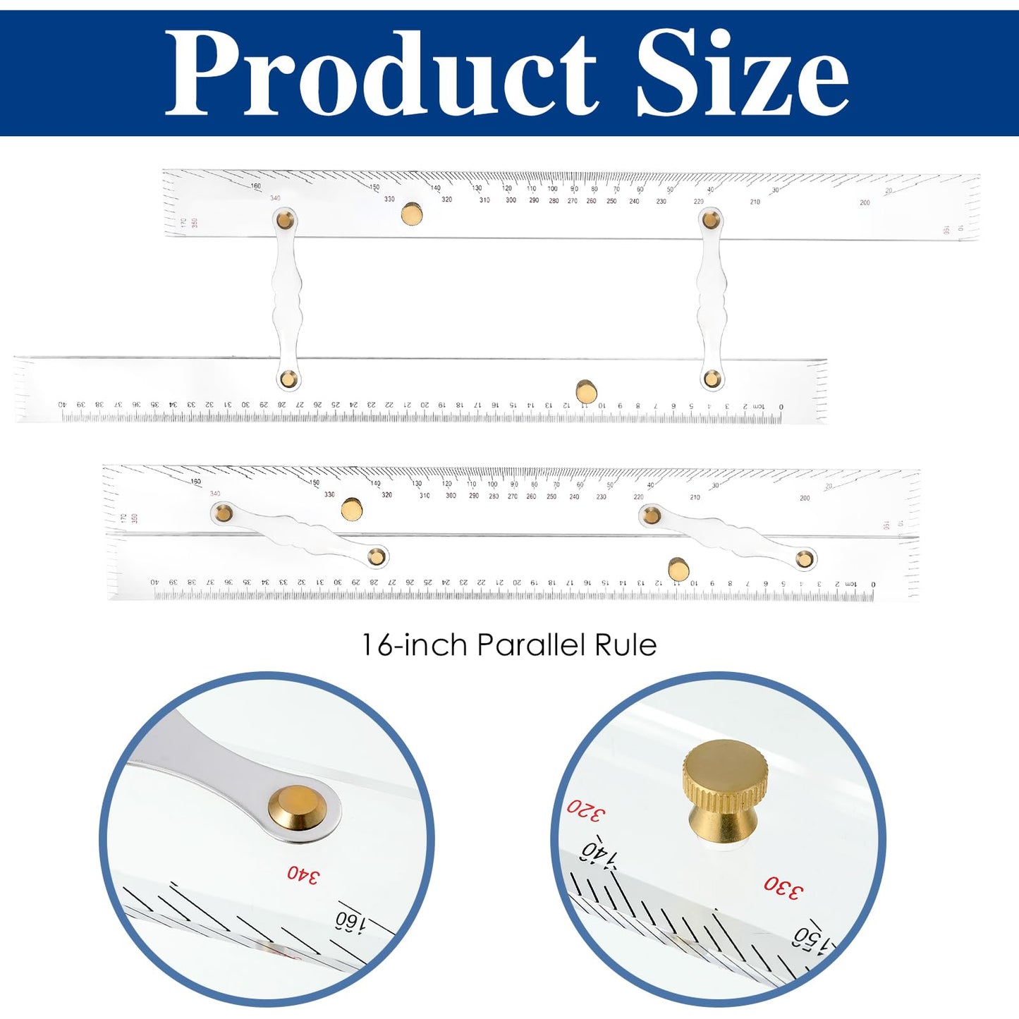 Motipuns 3 Pcs Basic Navigation Set, Include 16 Inch Marine Parallel Ruler with Clear Scales Navigation Divider Marine Nautical Protractor 6 Inch Marine Fixed Points Divider for Boat
