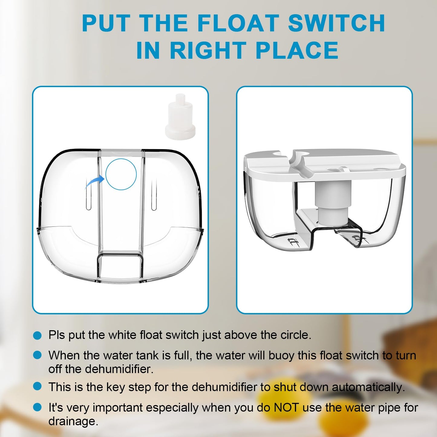 Dehumidifier with Drain Hose. Litever Small Portable Dehumidifier. Auto-OFF. Drain Hose for Continuous Drainage. Effective for Small Bathroom Pantry Closet Basement Wardrobe Gun safe RV Trailer Camper