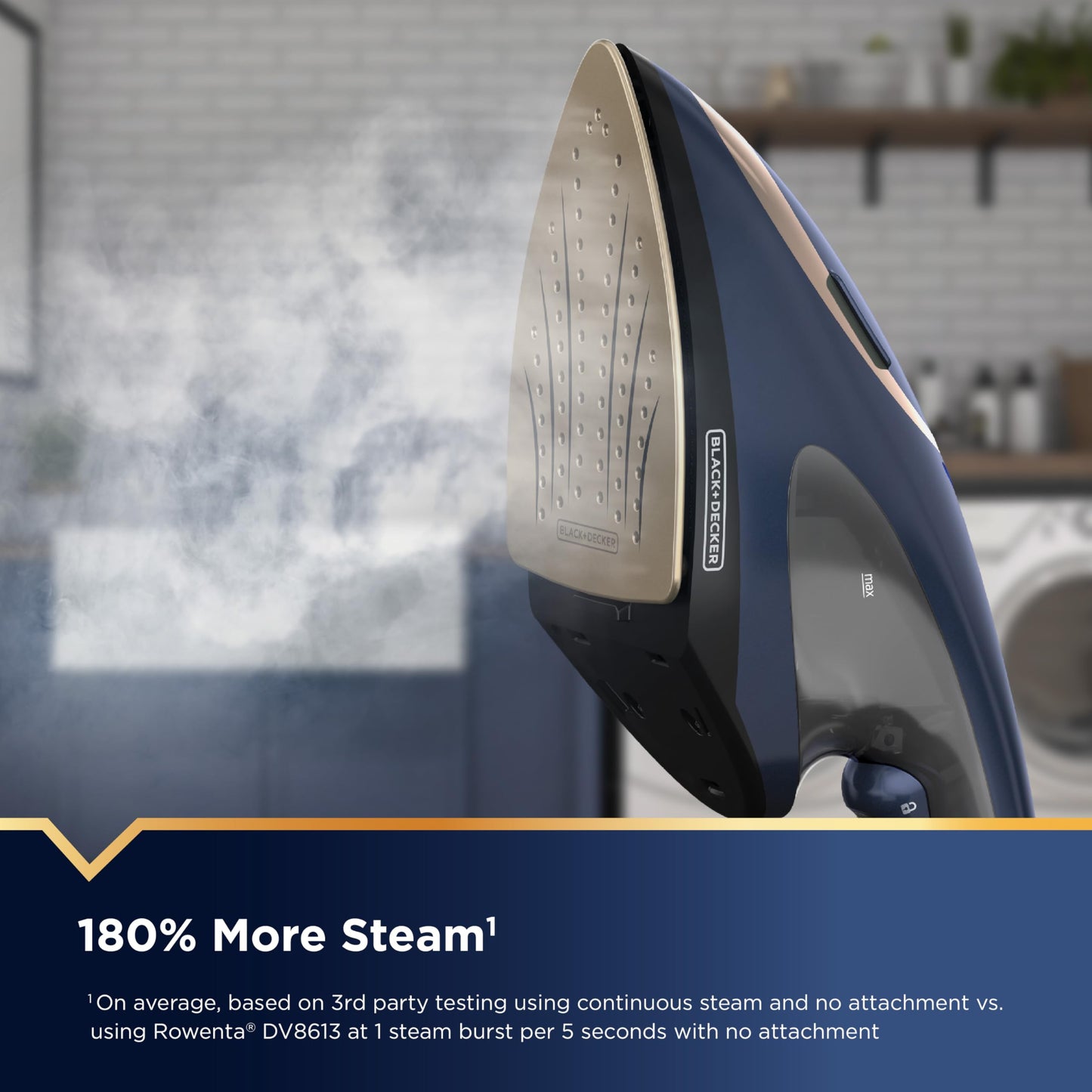 BLACK+DECKER Press & Steam 2-in-1 Iron and Steamer, 180% More Steam & One Temperature Technology, Ceramic Soleplate, Safe on All Fabric Types