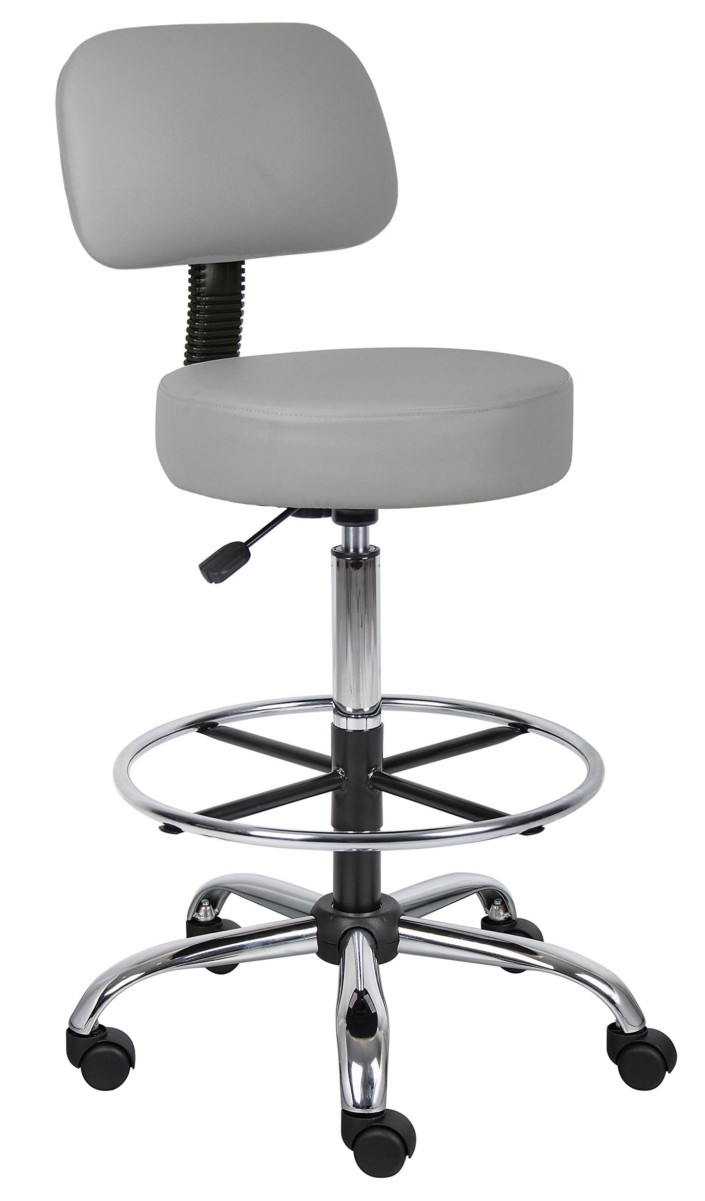 Boss Office Products Drafting Stool with Back Cushion, Grey (B16245-GY)