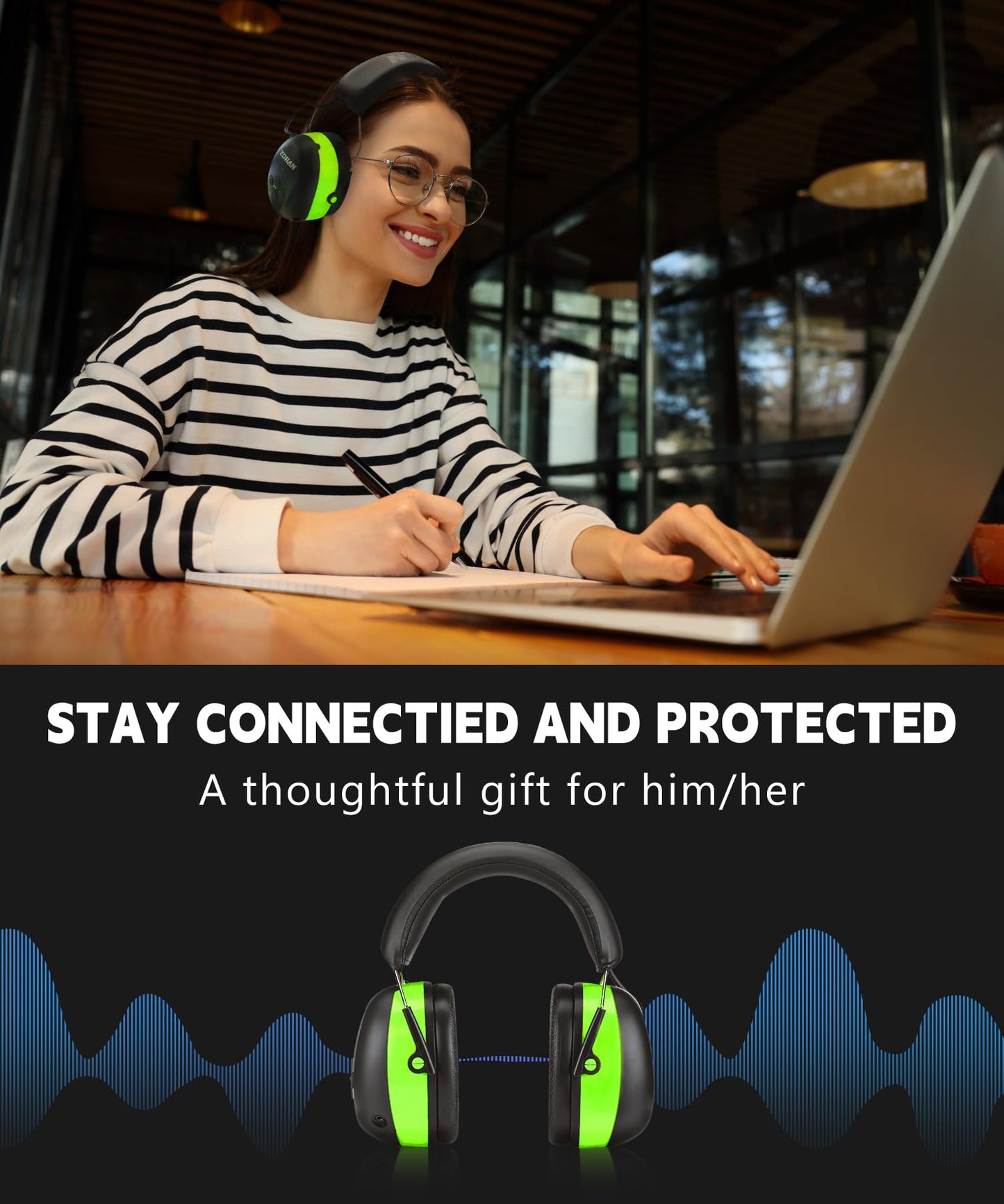 ZOHAN EM037 Bluetooth Hearing Protection,NRR 25dB Noise Reduction Ear Protection with 1500mAh Rechargeable Battery,Headphones with 40H playtime for Mowing, Snowblowing, Construction,Workshops