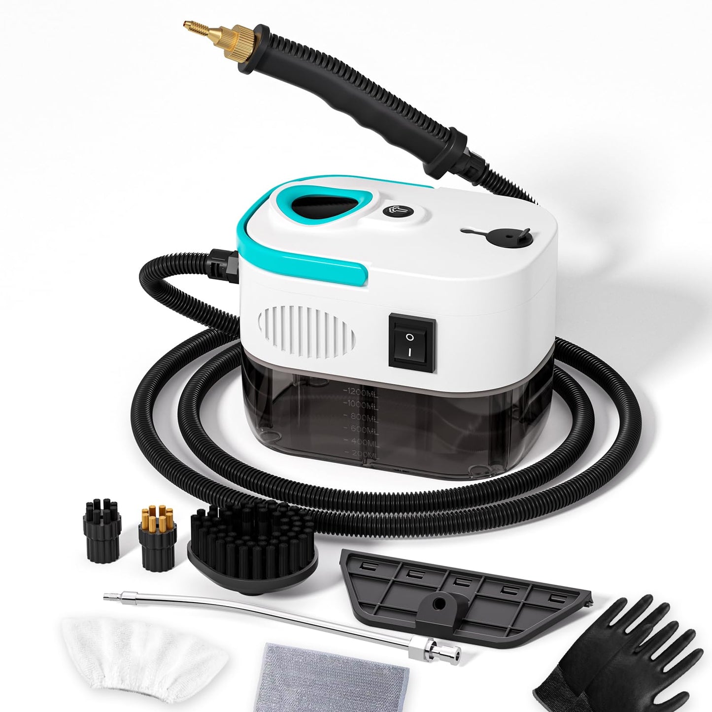 KEROMEE Steam Cleaner, 1500W High Pressure Steamer with 1.27Qt Tank, 15s Fast Heat, 6-Level Adjustable Steam, Portable Machine with 15pcs Kit for Dirt, Grease, Grout, Tile, Floor, Car Detailing