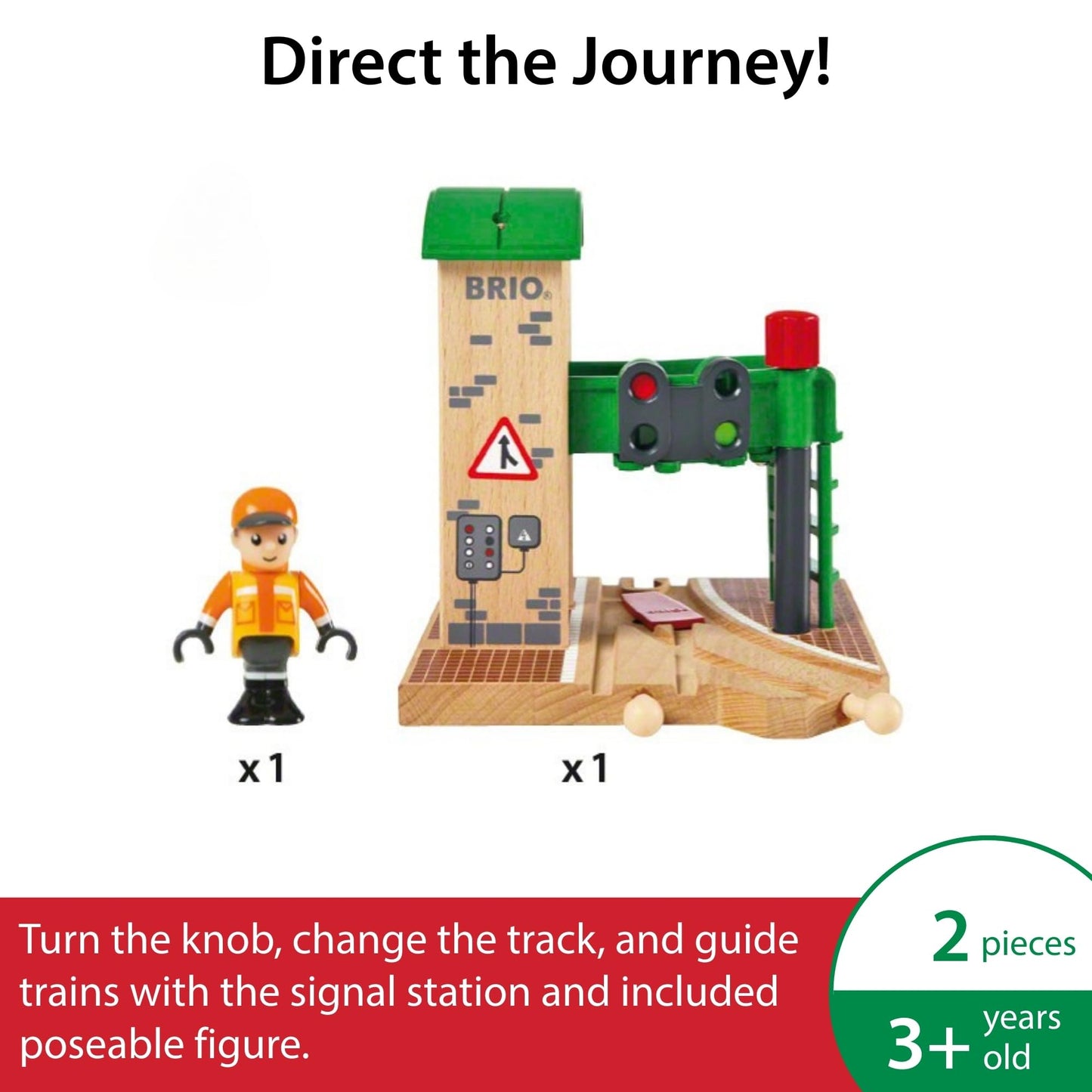 BRIO World - 33674 - Signal Station | 2 Piece Wooden Toy Train Accessory for Kids Age 3 and Up