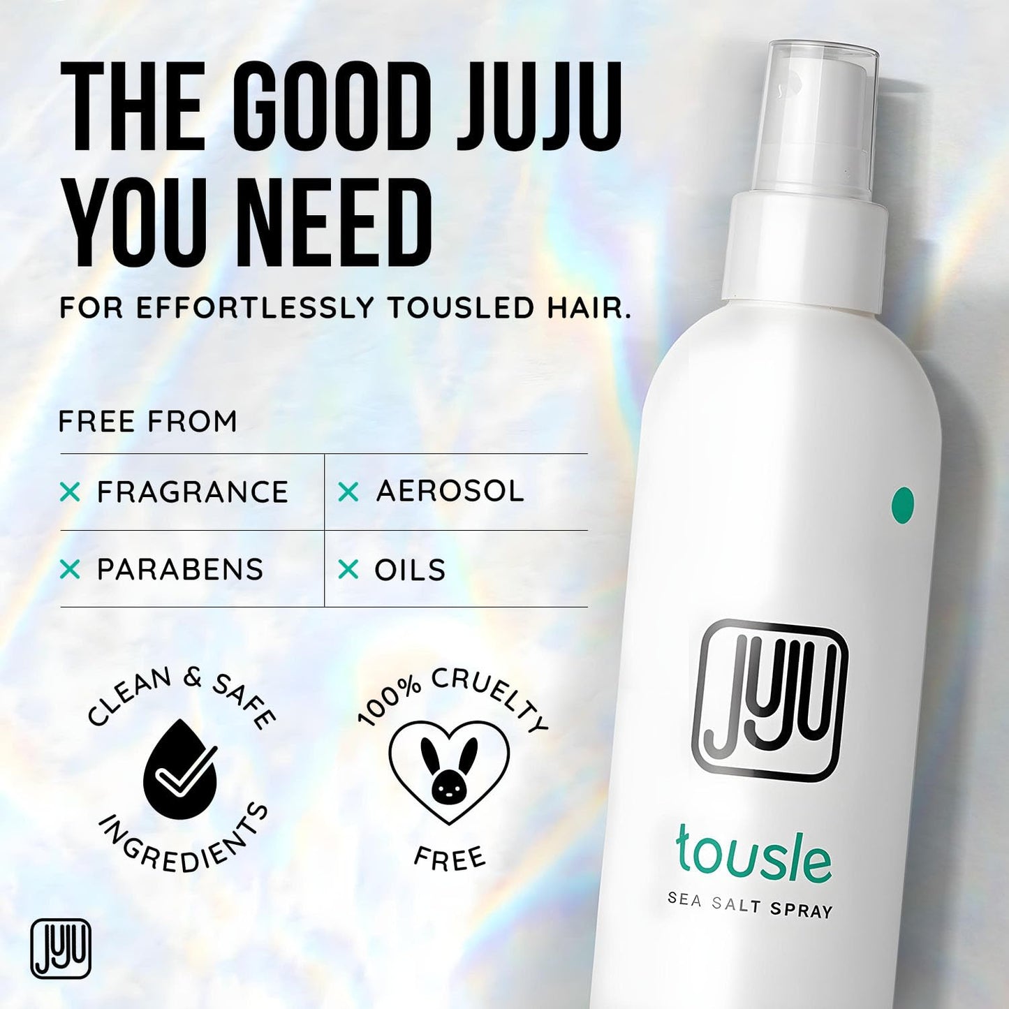 Juju Sea Salt Spray for Hair Tousled Texture Spray 8Fl Oz Made in USA -Sea Salt Spray for Men Sea Salt Spray For Hair Women, Surf Spray for Beach Wave Hair, Volume and Texture Fragrance Free Hairspray