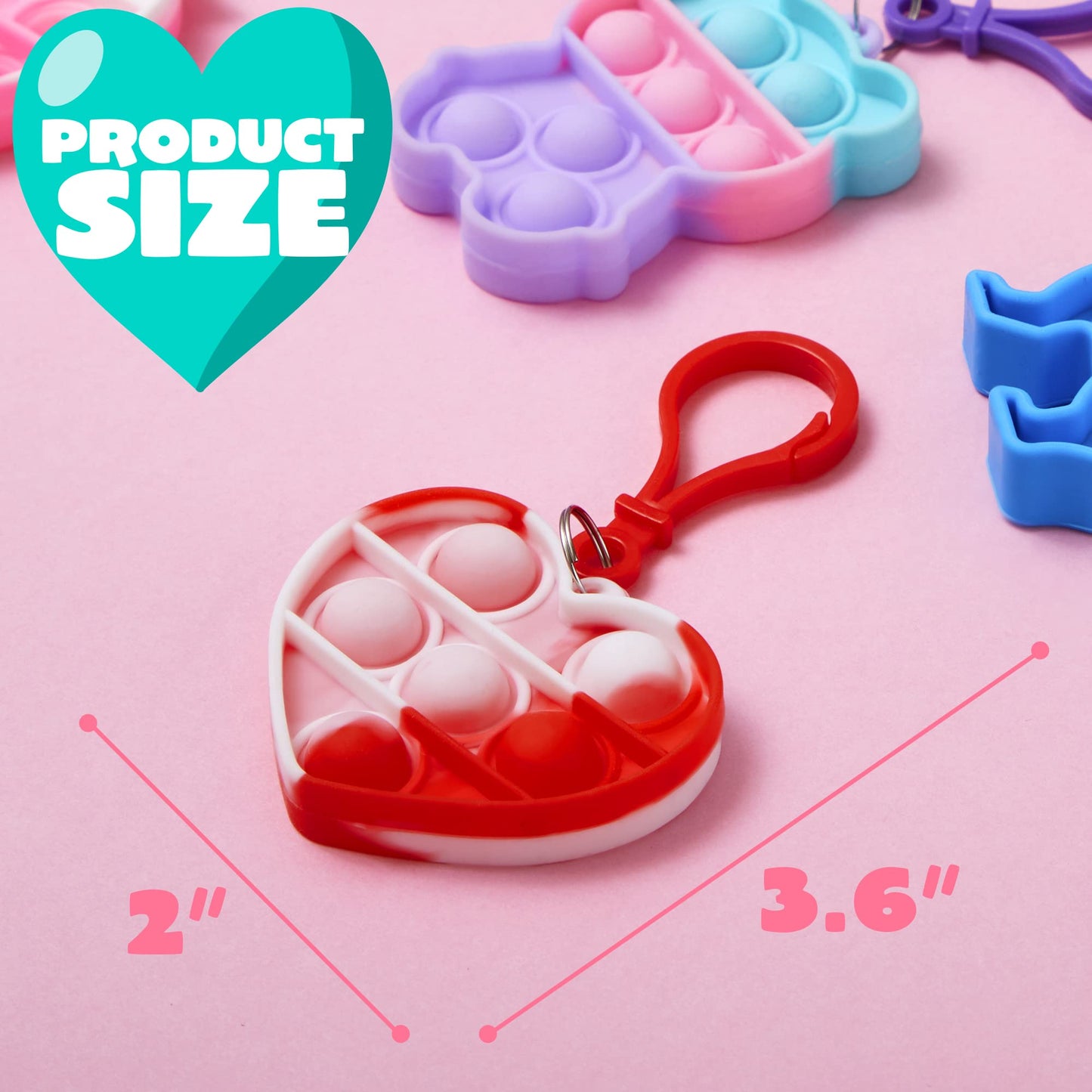 JOYIN 12 Packs Valentine's Day Cards with pop Keychain Toys, Stress Anxiety Relief Toys with Cards for Kids Valentine's Classroom Exchange Prizes, Valentine's Day Party Favors