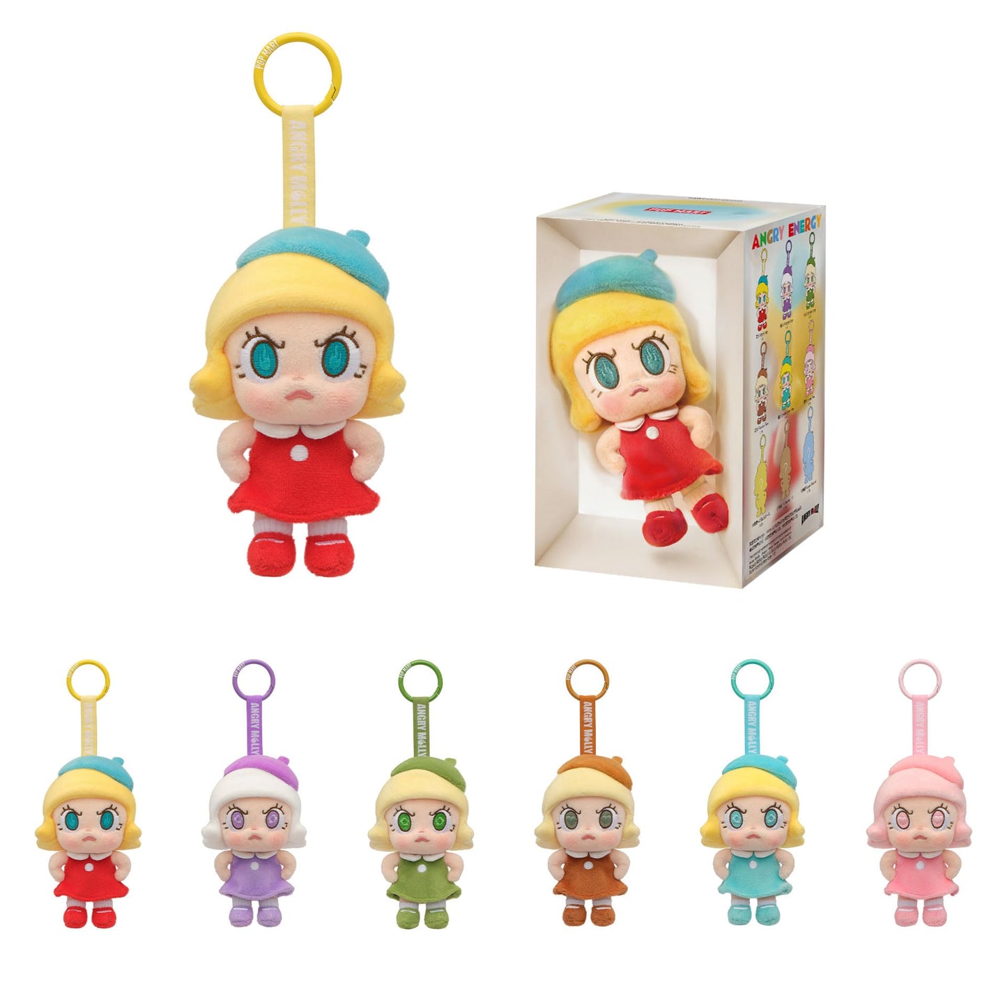 POP MART Angry Molly - Angry Energy Series Plush Pendant, Molly Blind Box Action Figures, Random Design Collectible Toys for Home Decor, Birthday Gifts for Girls Boys Women Men, Single Box