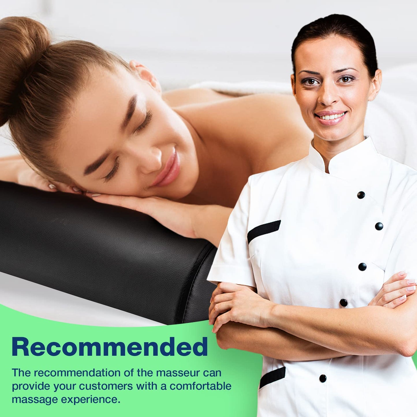 Noverlife Upgraded Large Half Round Neck Massage Table Bolster Pillow Pad, PU Leather Half Moon Massage Table & Spa Bed Pillow Cushion, Semi-Round Pillow Cushion Massage Bolster for Head Leg Knee