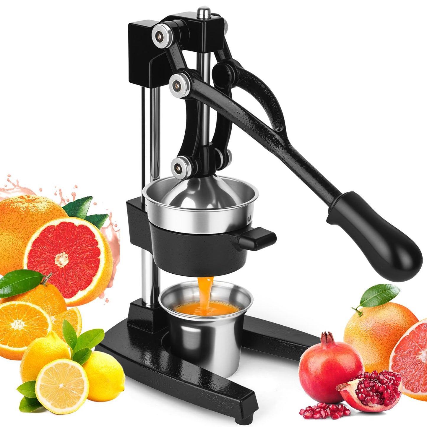 YDXHXH Lemon Squeezer Manual Citrus Juicer Press, Heavy Duty Cast Iron Orange Juicer with Stainless Steel Cone, Commercial Lever Juice Press for Lemon, Lime & Citrus Fruits, Easy to Clean