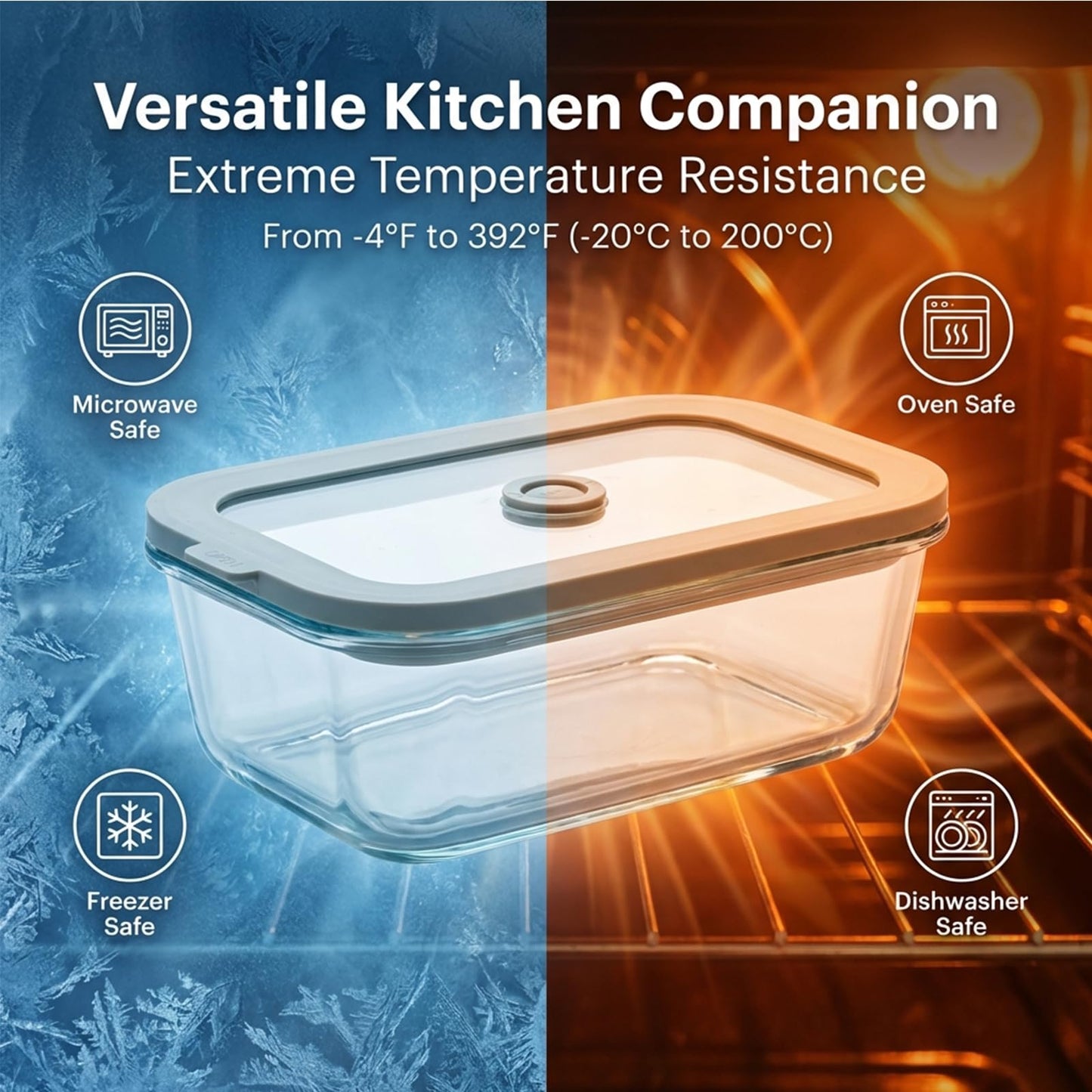 Encheng 5 Pack 35 oz Glass Meal Prep Containers, Plastic-Free Glass Food Storage Containers with Lids, 4.4 Cups Airtight Glass Lunch Containers for Leftovers, Microwave, Oven, Freezer and Dishwasher