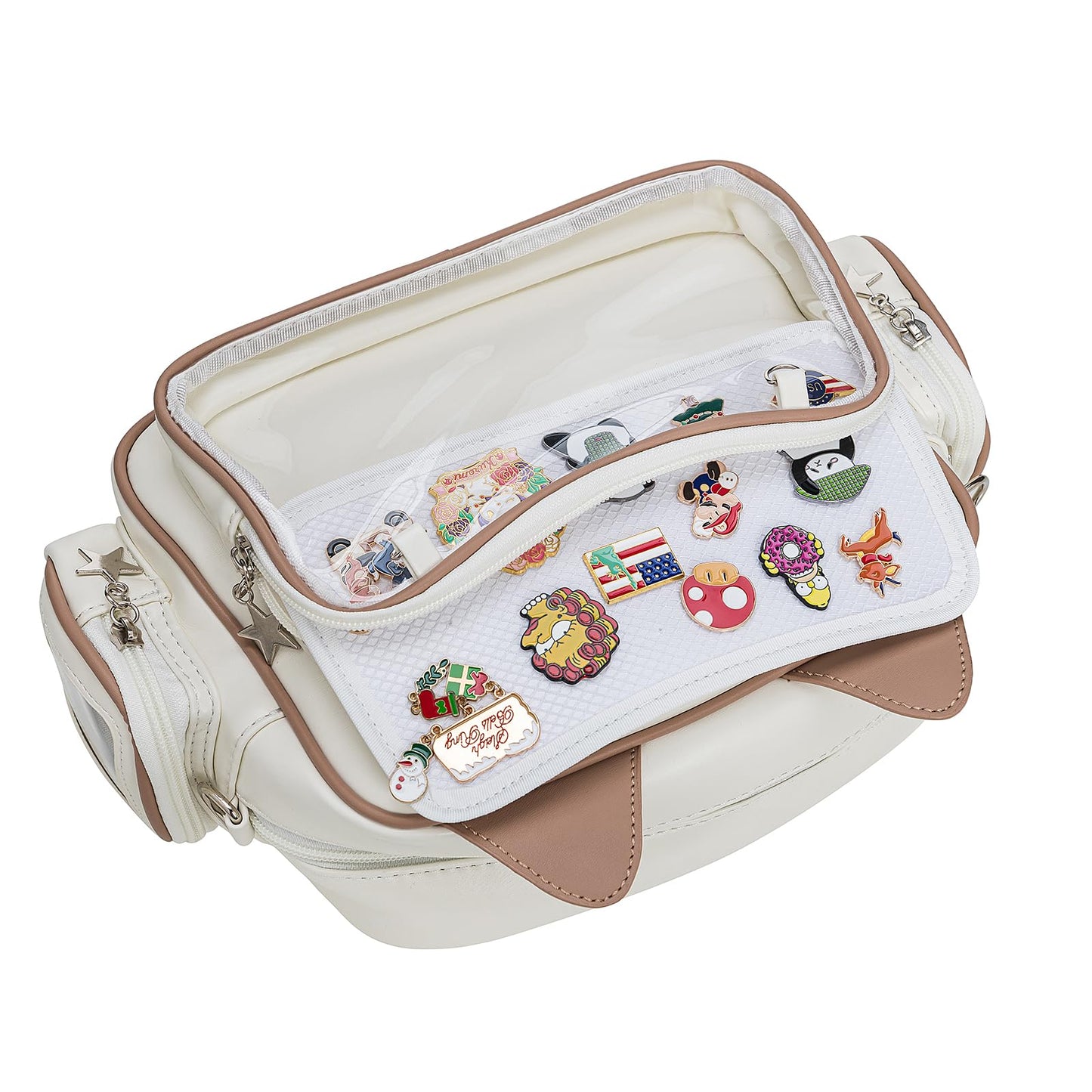ZAROXOXS Kawaii Ita Bag Crossbody Bag Cute White Cat Backpack Girls Shoulder Bags Pin Display with Insert