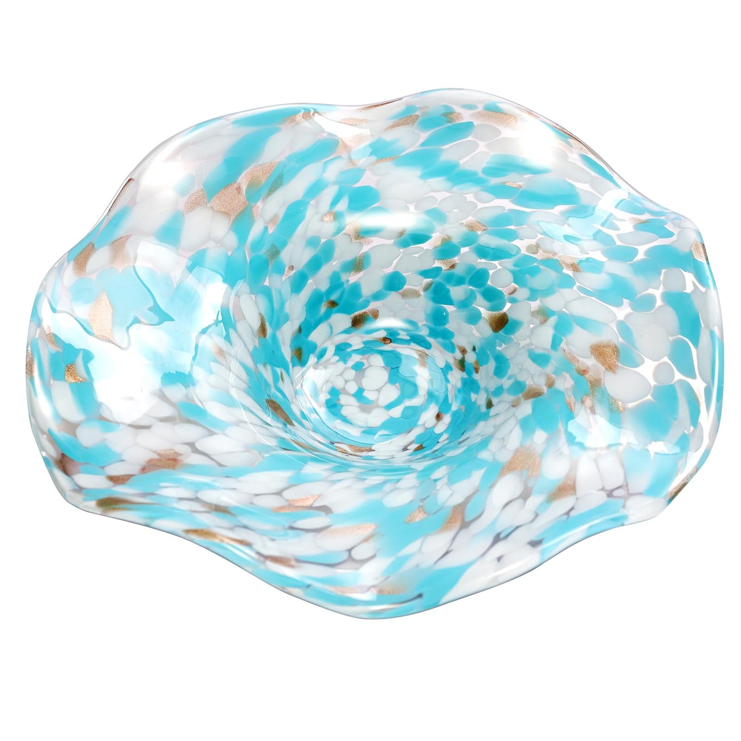 ORRFIDDY Hand Blown Murano-style Art Glass Bowl, 10.2-Inch Large Decorative Centerpiece for Table, Cobalt Blue Fruit Display & Kitchen Counter Decor