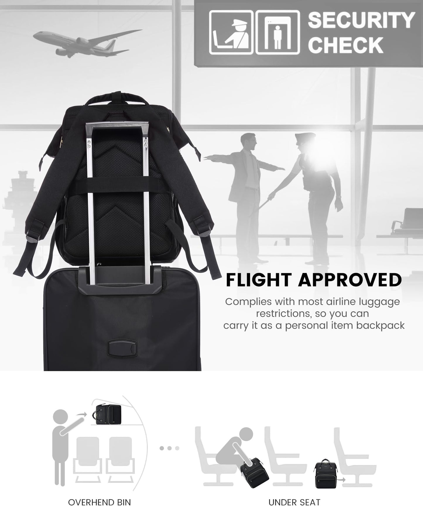 LOVEVOOK Laptop Backpack for Women, Travel with Compartment, Water Resistant Teacher Nurse Backpack, Anti-theft Back Pack Charger Work Doctor, 15.6-Inch, Black
