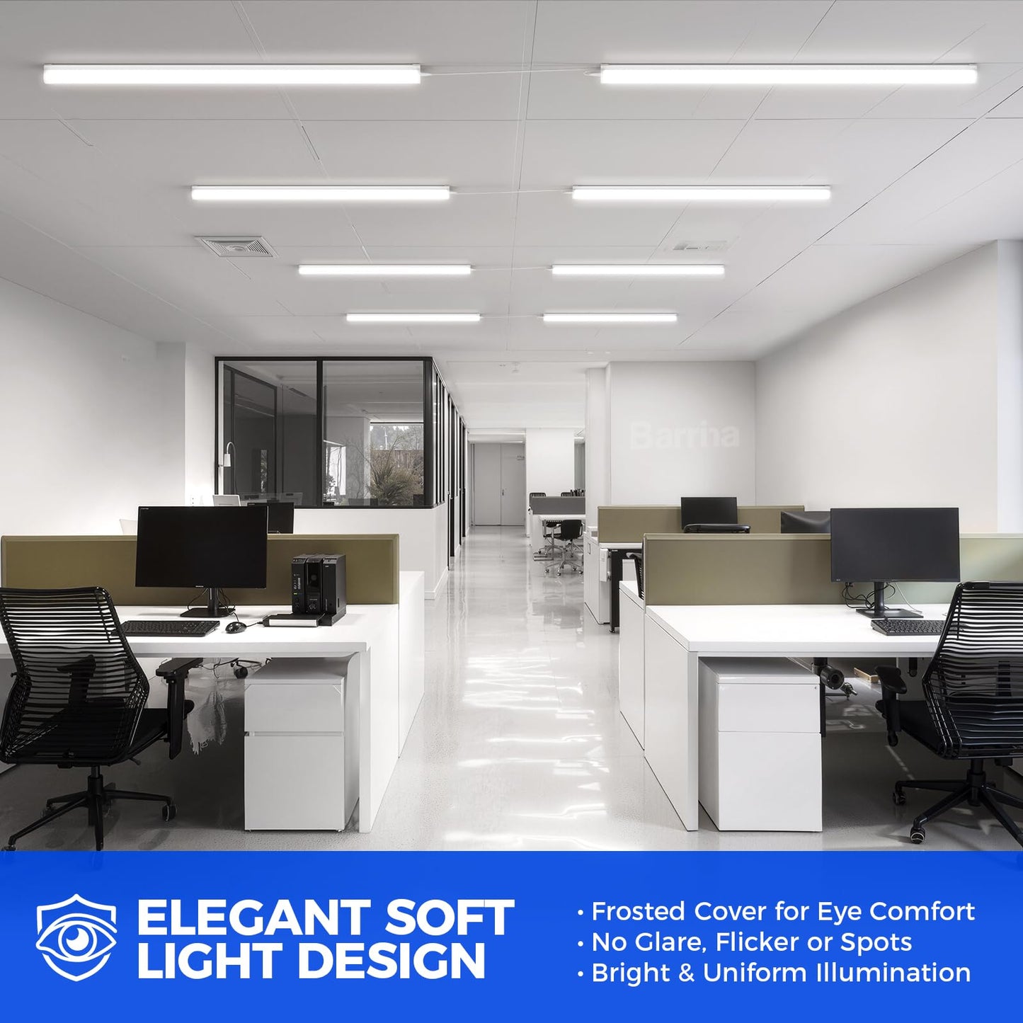 Barrina LED Shop Lights for Workshop 4FT, 5000K Daylight White, 45W, 5000LM, Hidden Wiring, Linkable 4FT Light Fixture Cord with ON/Off, Frosted Cover, LED Ceiling Light for Garage, Kitchen, 2 Packs