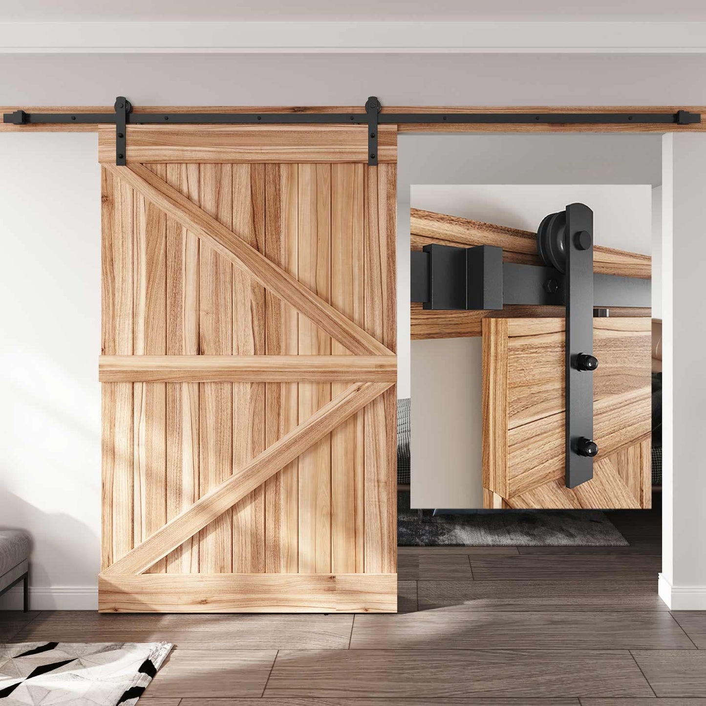 EaseLife 10 FT Heavy Duty Sliding Barn Door Hardware Track Kit,Straight Pulley,Slide Smoothly Quietly,Easy Install (10FT Track Kit for 60" Wide Single Door)