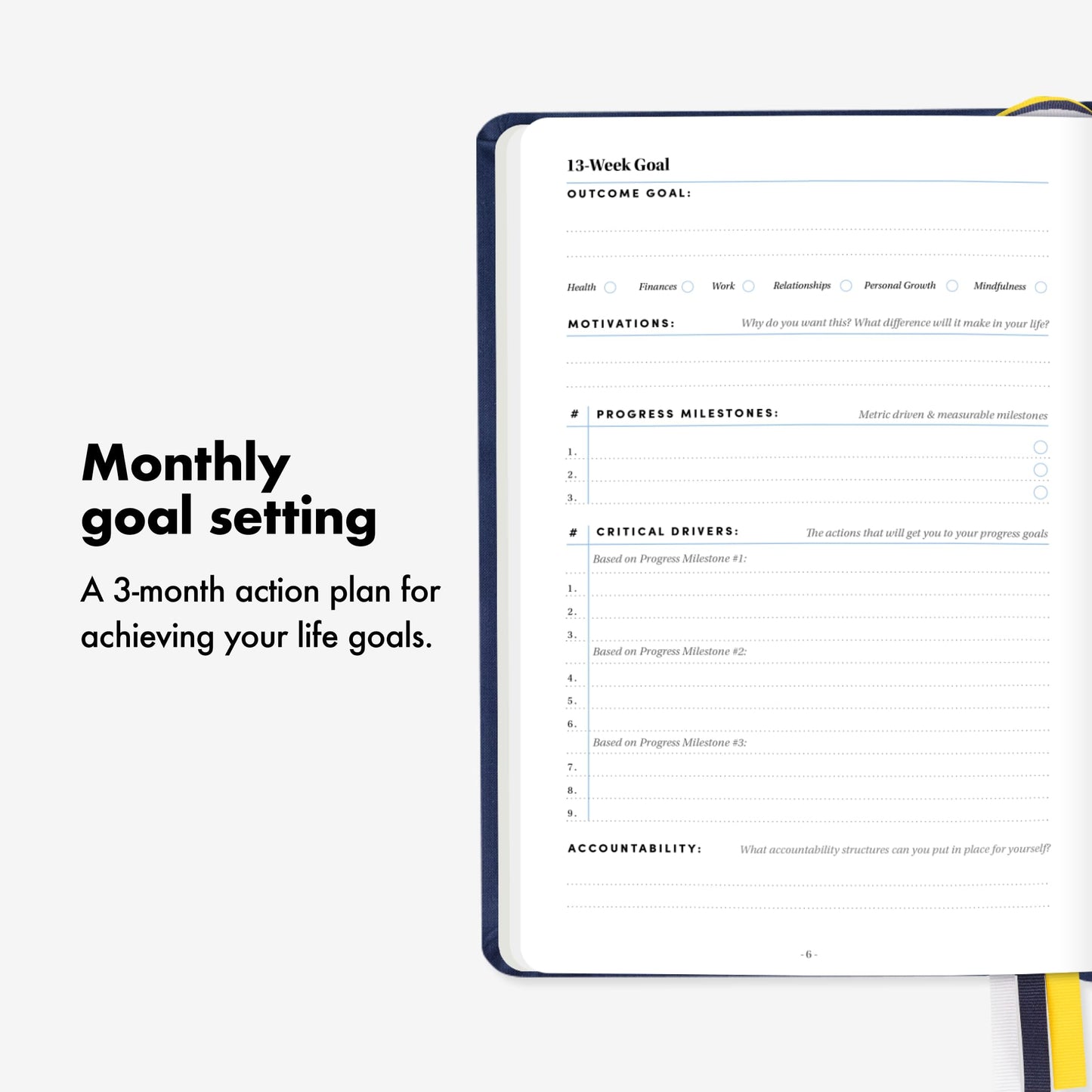 BestSelf Self Journal 13-Week Productivity Journal with Prompts, Undated Planner and Guided Journal for Women and Men, Black