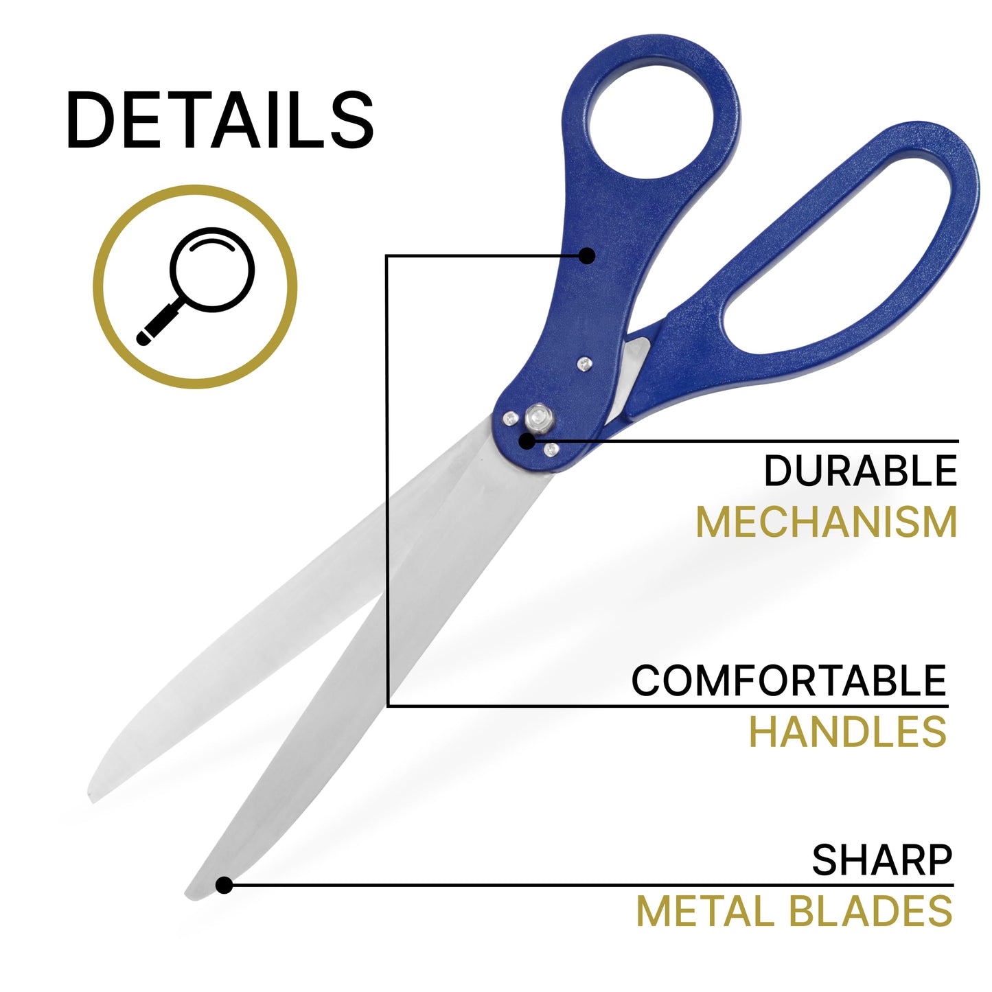 Large Grand Opening Ceremony Kit - 25 Inch Giant Blue Scissors With Ribbon for Inauguration, Ceremonial Cutting, and Special Events