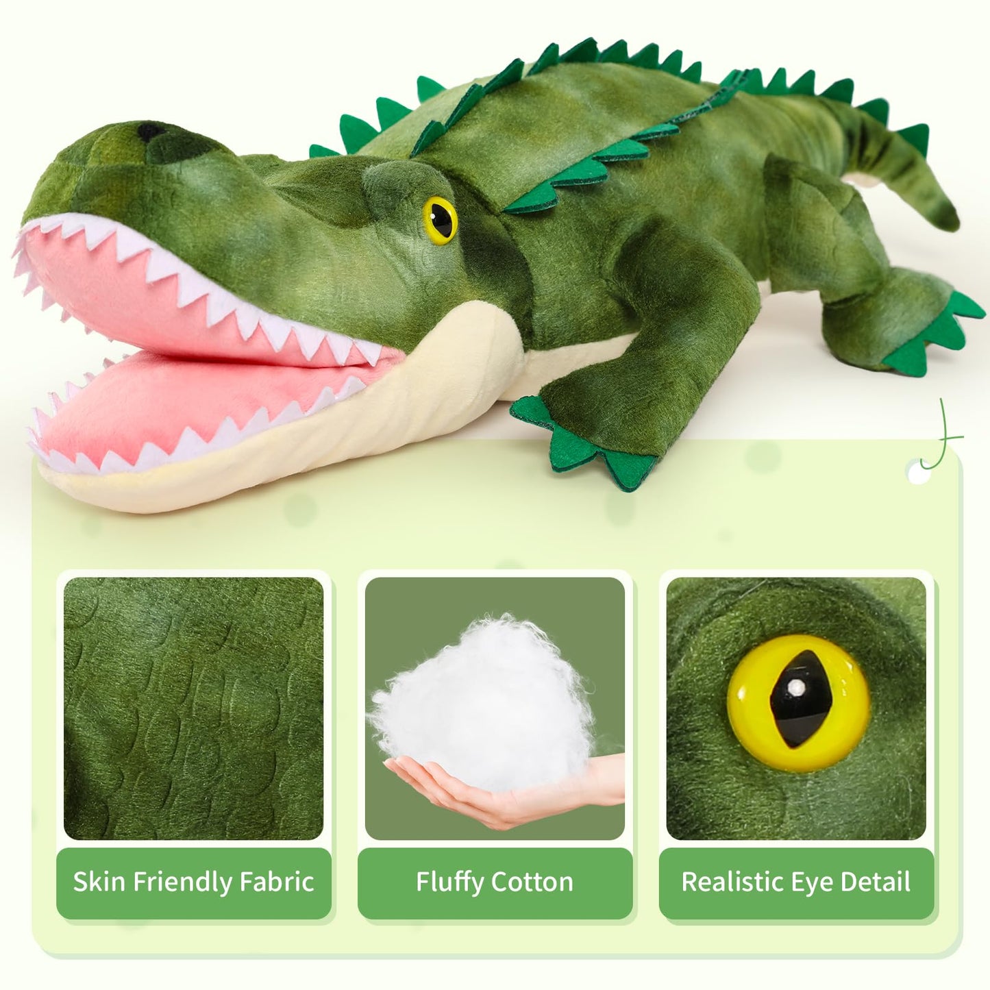 Karister Alligator Stuffed Animal 23.6", Mommy Crocodile Plush Toy with 3 Baby Crocodile, Stuffed Alligator Plush Gift,Stuffed Crocodile for Kids on Birthday,Christmas or Baby Shower