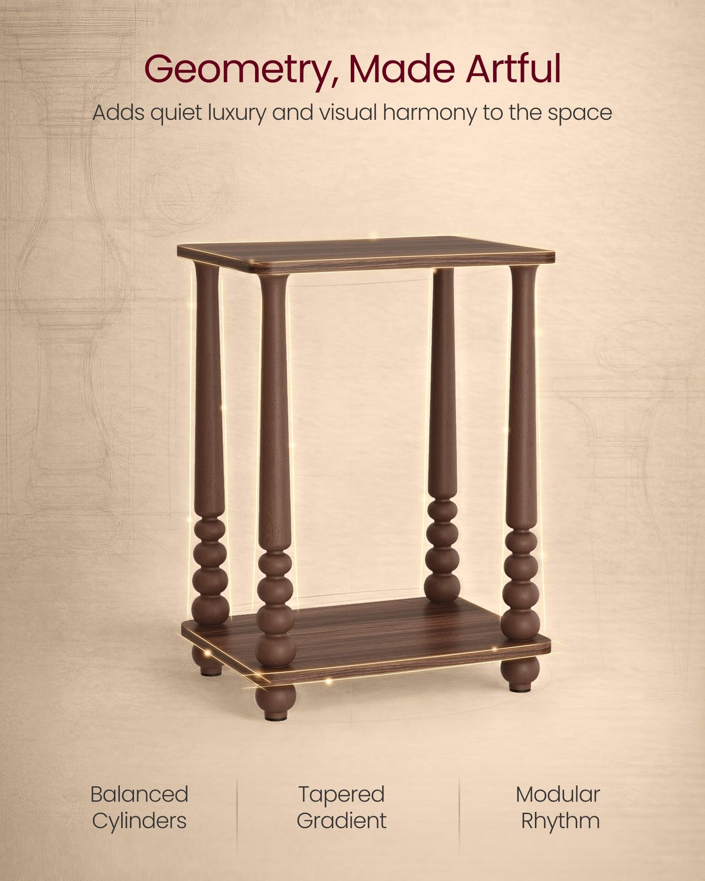 VASAGLE Mariel Collection - Side Table, Accent Nightstand for Small Spaces, Rectangular End Table with Shelf, Solid Wood Legs, Mid-Century Modern, Living Room Bedroom, Chestnut Walnut ULET294KX01S