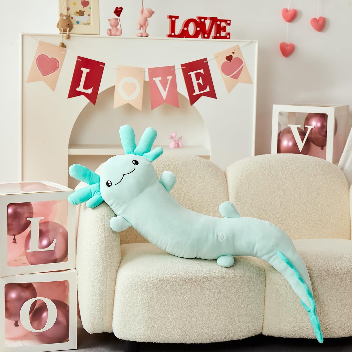 MaoGoLan Giant Axolotl Plush Stuffed Animal,Big Axolotl Plush Pillow Toy,Jumbo Stuffed Axolotl Body Pillow for Kids Adults,Axolotl Plush Glow in The Dark,Holiday Birthday Green