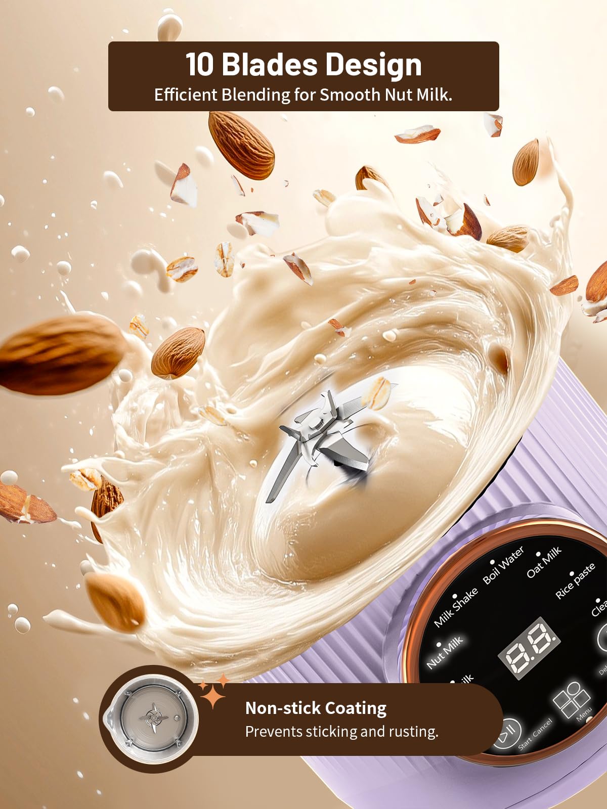 Nut Milk Maker Machine, 35oz Homemade Soy, Almond, Oat, Coconut, Plant Based and Non Dairy Beverages, 8 in 1 Automatic Soybean Machine With 12H Delay Start/Keep Warm/Boil Water