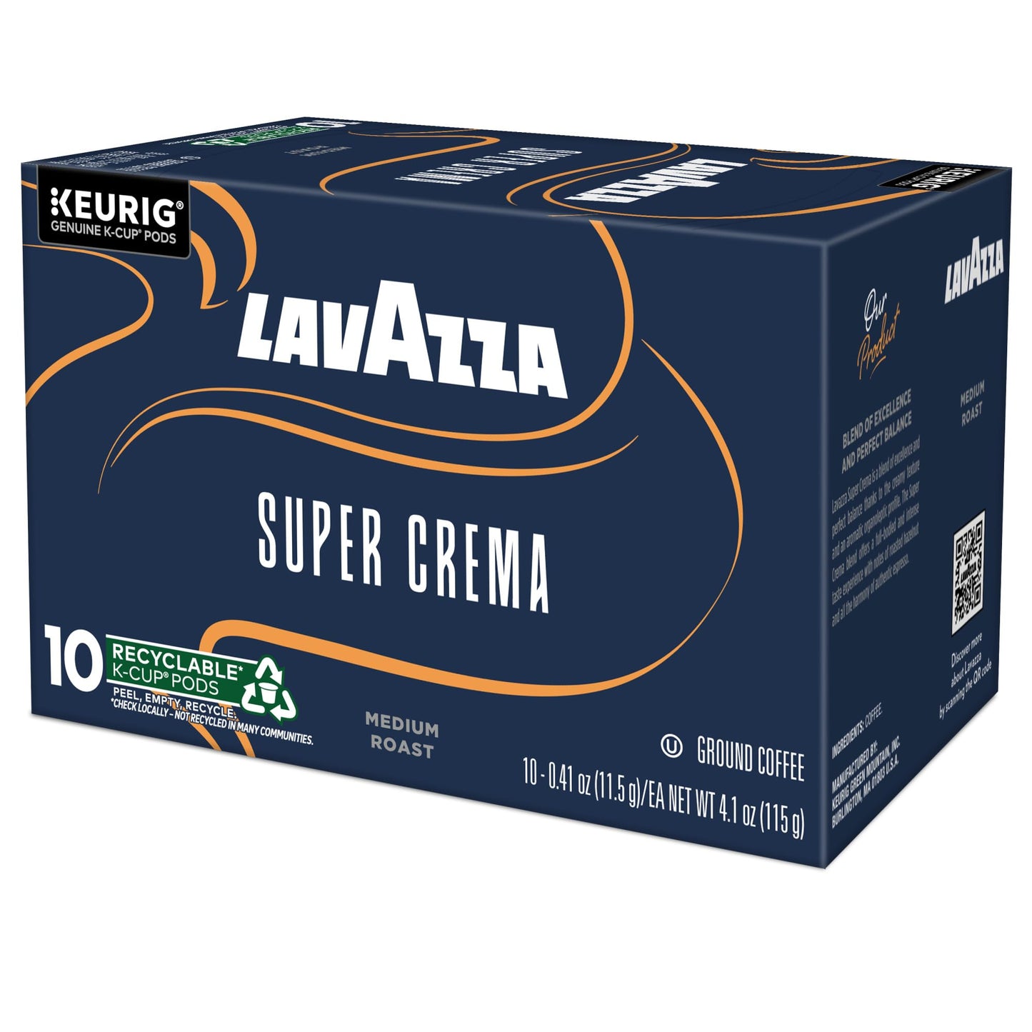 Lavazza Super Crema, Single Serve Keurig K-Cup Pods, Medium Espresso Roast Coffee, 60 Count (6 Packs of 10)