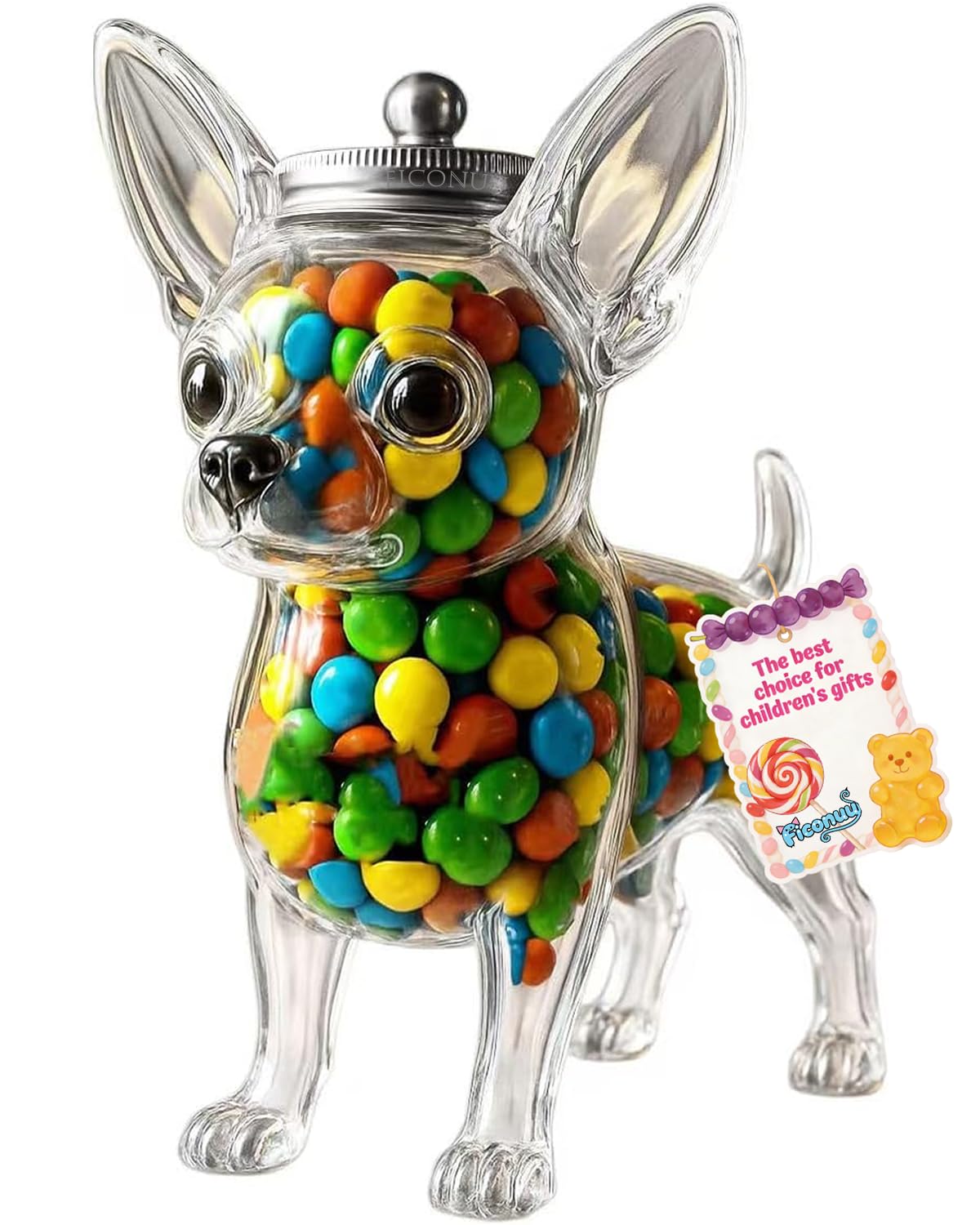 Chihuahua Candy Jar, Cute Airtight Dog Snack Container for Cookies, Candy, Coffee Pods, Pet Treat Jar, Cookie Jar with Lid, Large Animal Shaped Food Storage Kitchen Canister, Pet Lovers Gift