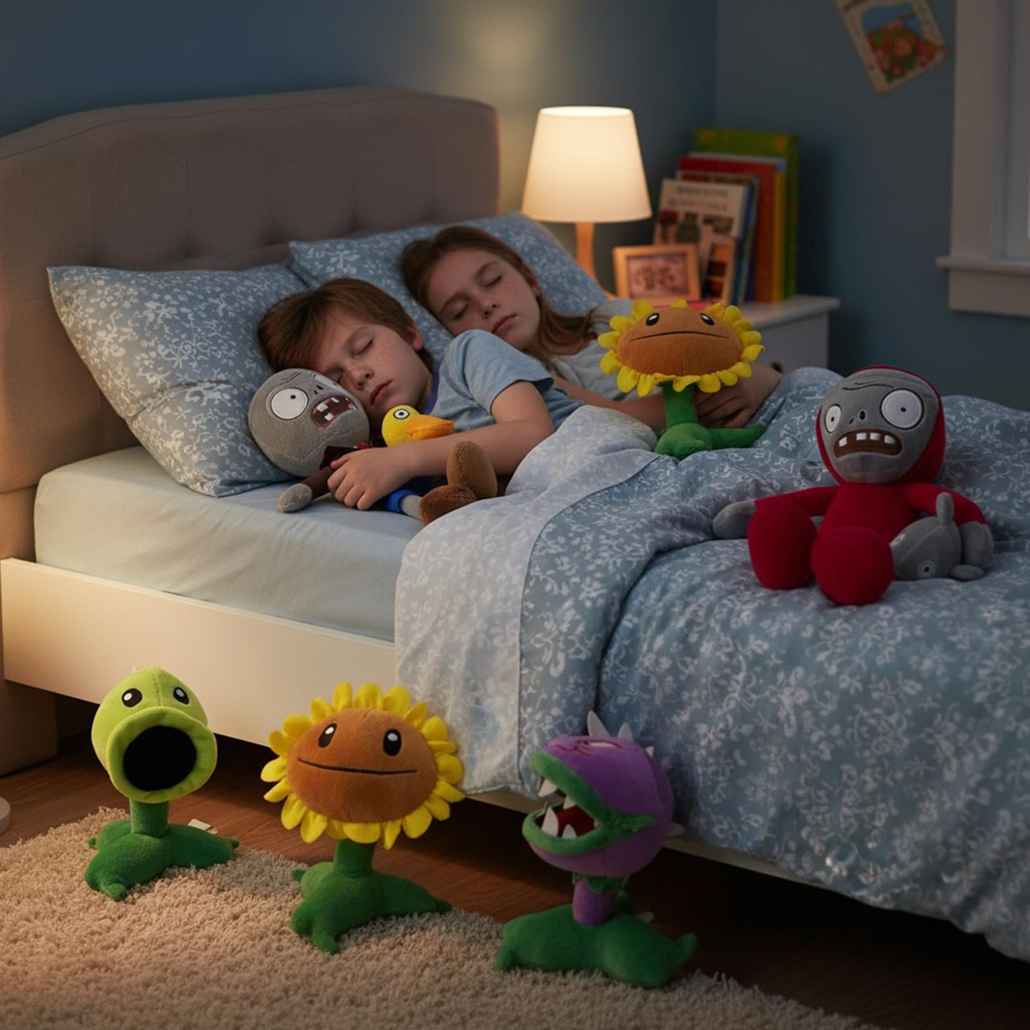 6Pcs Plants vs Zombies Plush Toys Zombie Sets,Ducky Newspaper Dolphin Zombie,Sunflower Chomper Peashooter Plant Soft Plants vs Zombies Toys PVZ Plush 1 2 for Birthday,Party,Halloween & Christmas