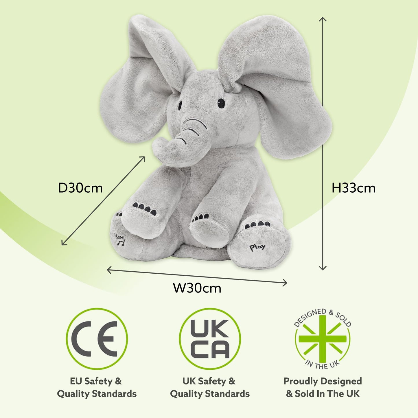 Tippi Peekaboo Elephant Toy - Interactive Singing Teddy with Fluttering Ears - For Newborn Baby Boys or Girls - Soft Toy Peekaboo Elephant for Babies 0-12 Months