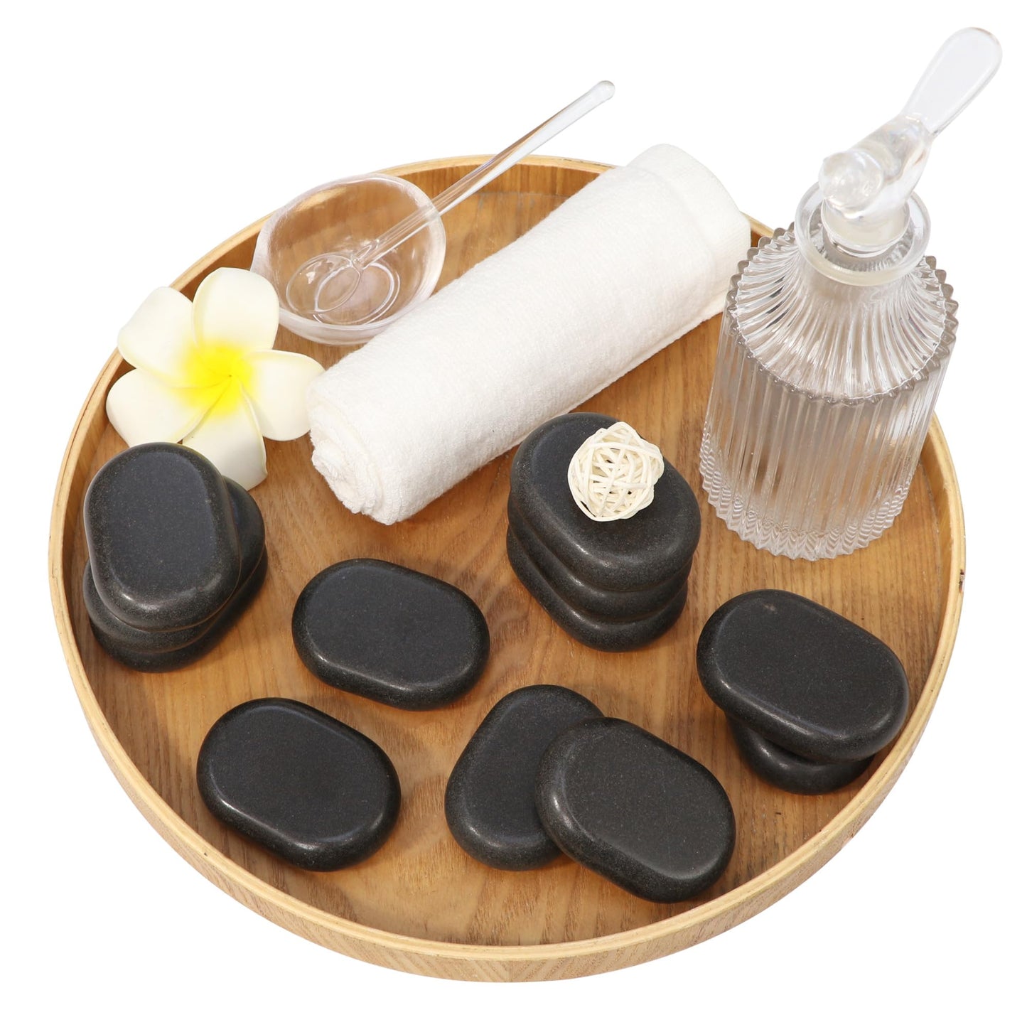 Master Massage 12-Piece Middle Sized Ovular Black Lava Hot Stone Massage Set –Medium Size Oval Stones 2.6" x 1.9" x 0.7" - Natural Basalt Stones for Spa, Salon, and Professional Massage Therapy