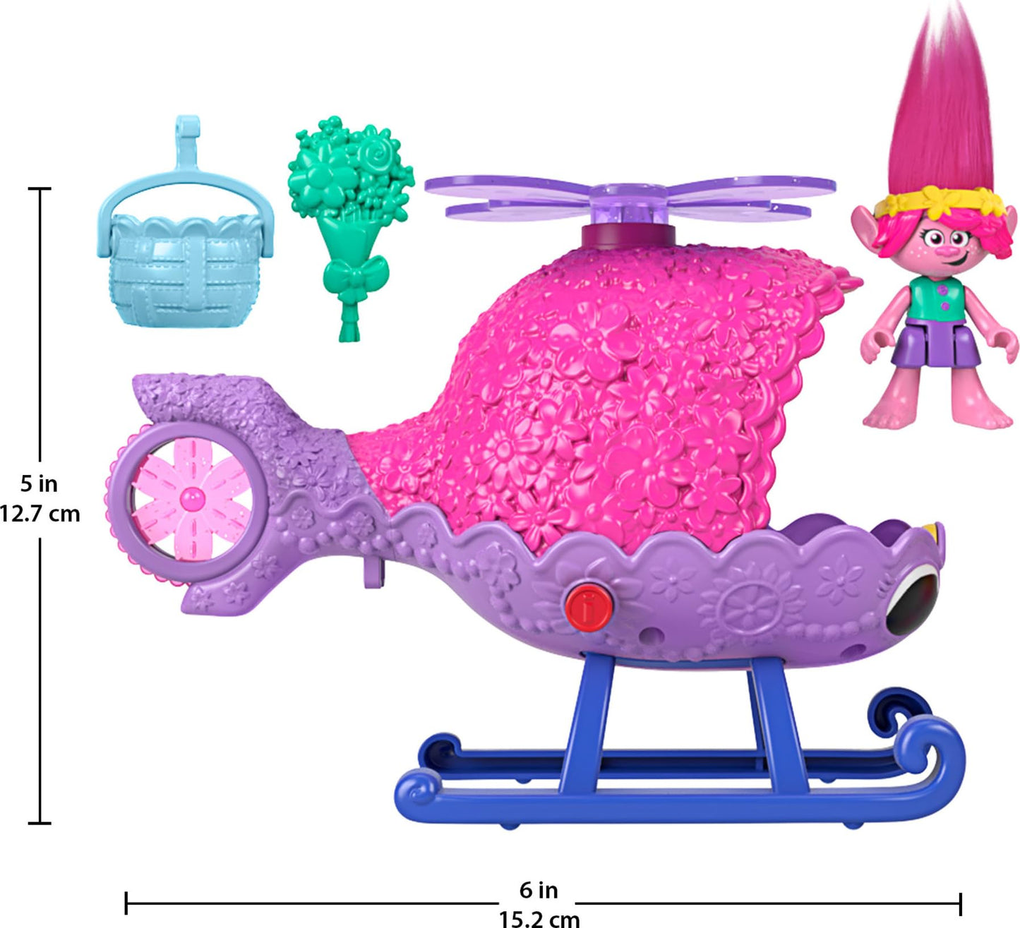 Fisher-Price Imaginext DreamWorks Trolls Toys Poppy's Copter, Helicopter & Figure Playset for Pretend Play Kids Ages 3+ Years