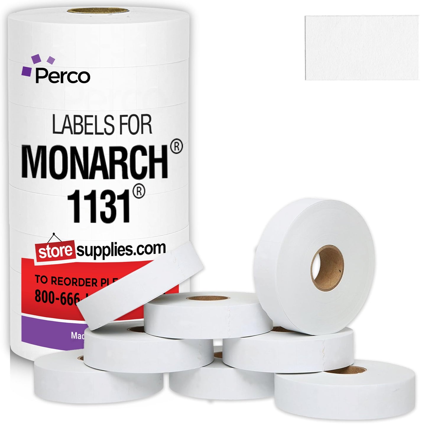 Pricing Labels for Monarch 1131 Removable Adhesives White - 20,000 Labels w/ 8 Rolls Value Pack, 1 Sleeve - Made in USA