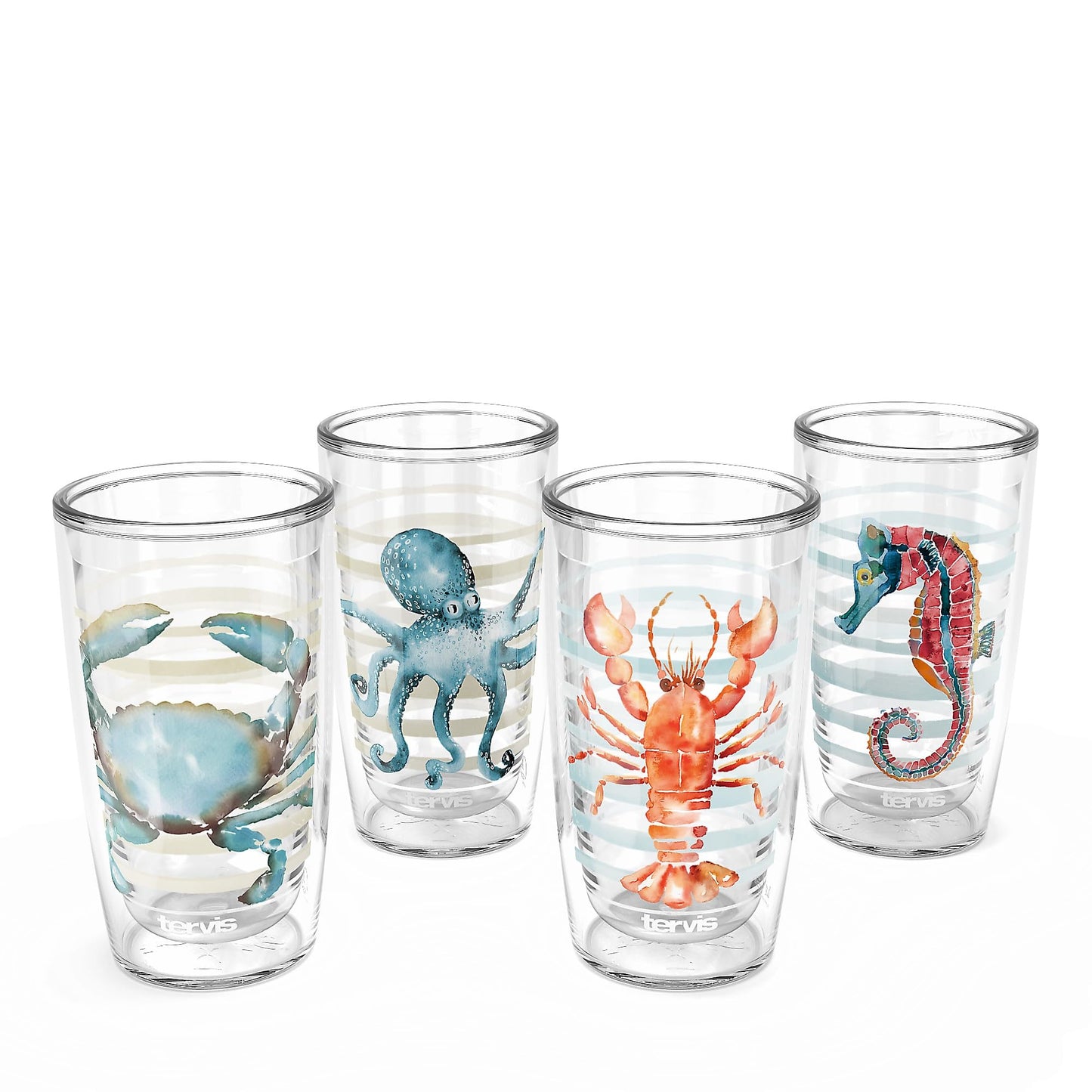 Tervis Sara Berrenson - Atlantica Collection Made in USA Double Walled Insulated Tumbler Travel Cup Keeps Drinks Cold & Hot, 16oz - 4pk, Assorted