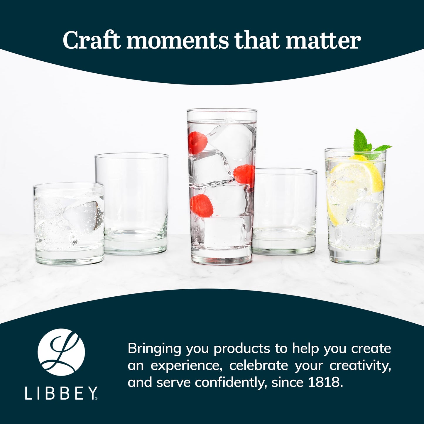 Libbey Endeavor Stacking Double Old Fashioned Glasses, 12 oz, Clear Drinking Glasses Set of 12, Modern Rocks Glass Set for Mixed Drinks and Spirits.