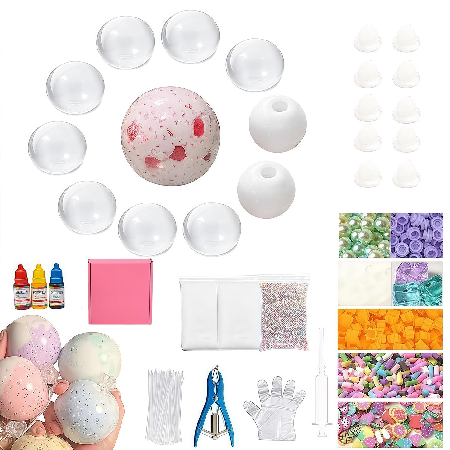 DIY Stress Ball Making Kit, Squishy Maker Kit with Blank Skins & Air Pump, Add Water to Make Your Own Crunchy Stress Balls for Adults, Transparent Squeeze Toy