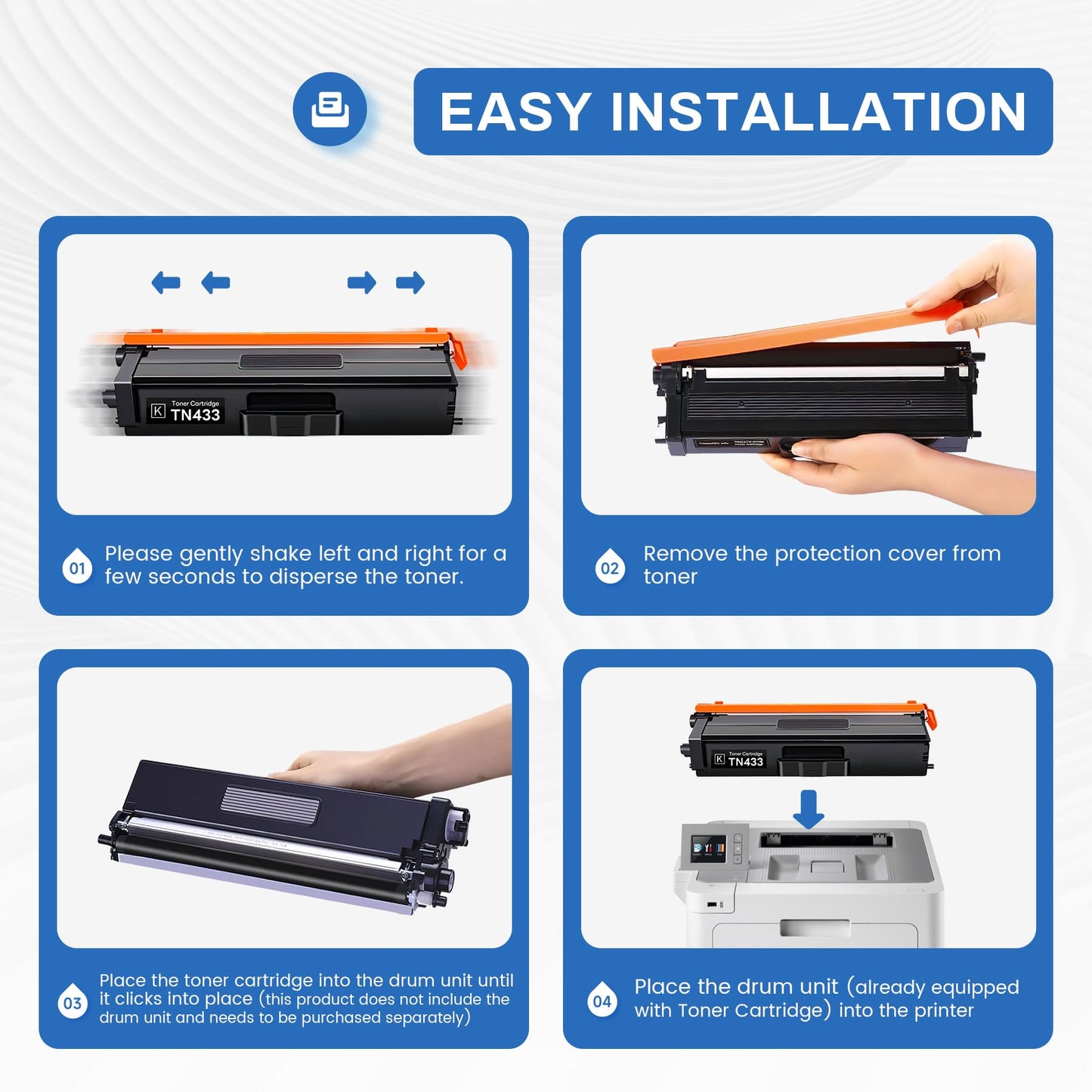 TN-433BK TN433BK 2-Pack High Yield Black Toner Cartridge Compatible TN433BK TN-433BK Replacement for Brother TN433 TN-433 TN 433 MFC-L8900CDW HL-L8360CDW HL-L8260CDW Printer.