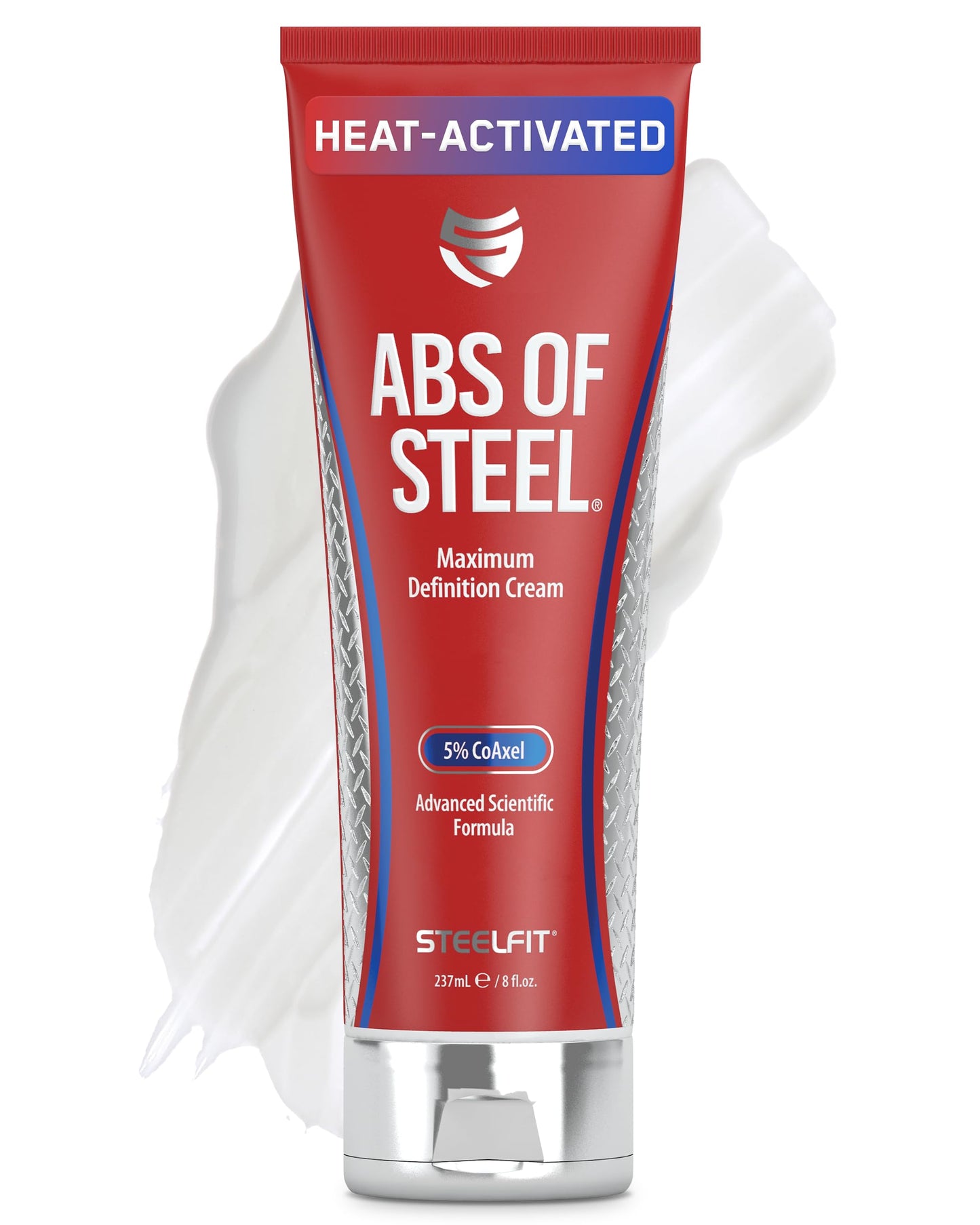 SteelFit Abs of Steel Maximum Definition Cream - Skin Tightening, Toning & Firming Lotion for Sculpting Abs - L-Carnitine Pre & Post Workout Supplement for Men & Women - Non-Greasy Formula, 8 Ounces