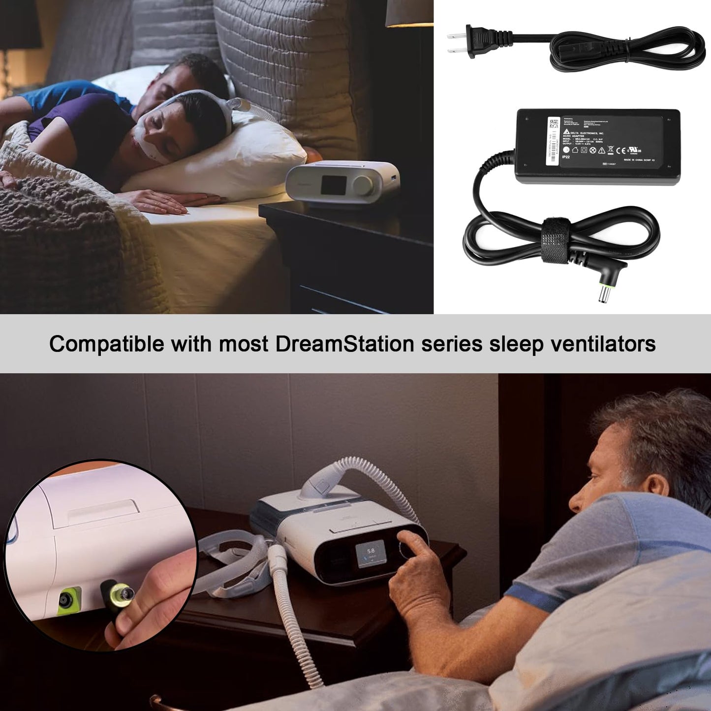 JUYOON 12V 6.67A AC Adapter for Philips 80W Charger DreamStation 2 Auto CPAP Advanced Power Supply Philips Ref 1144267 MEA080A12C 1118499 1005894 DreamStation Auto BiPAP Power Cord ADE022