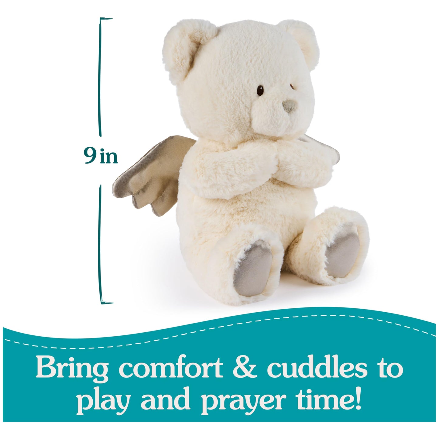 GUND Baby Angel Bear with Wings, Spiritual Teddy Bear with Chime Sound, Sensory Toy for Babies and Newborns, White, 9”