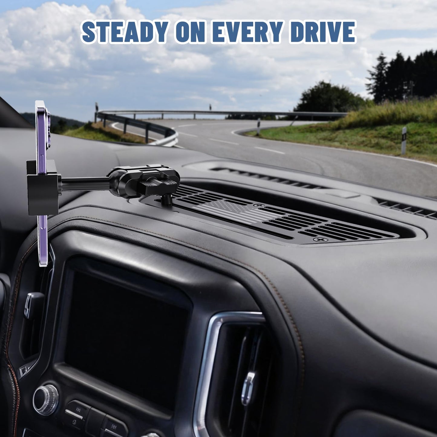 Surfcabin Dash Platform Phone Mount Compatible with 2019 2020 2021 2022 2023 2024 2025 Chevy Silverado & 2019-2021 GMC Sierra 1500 Accessories Metal Cell Phone Holder