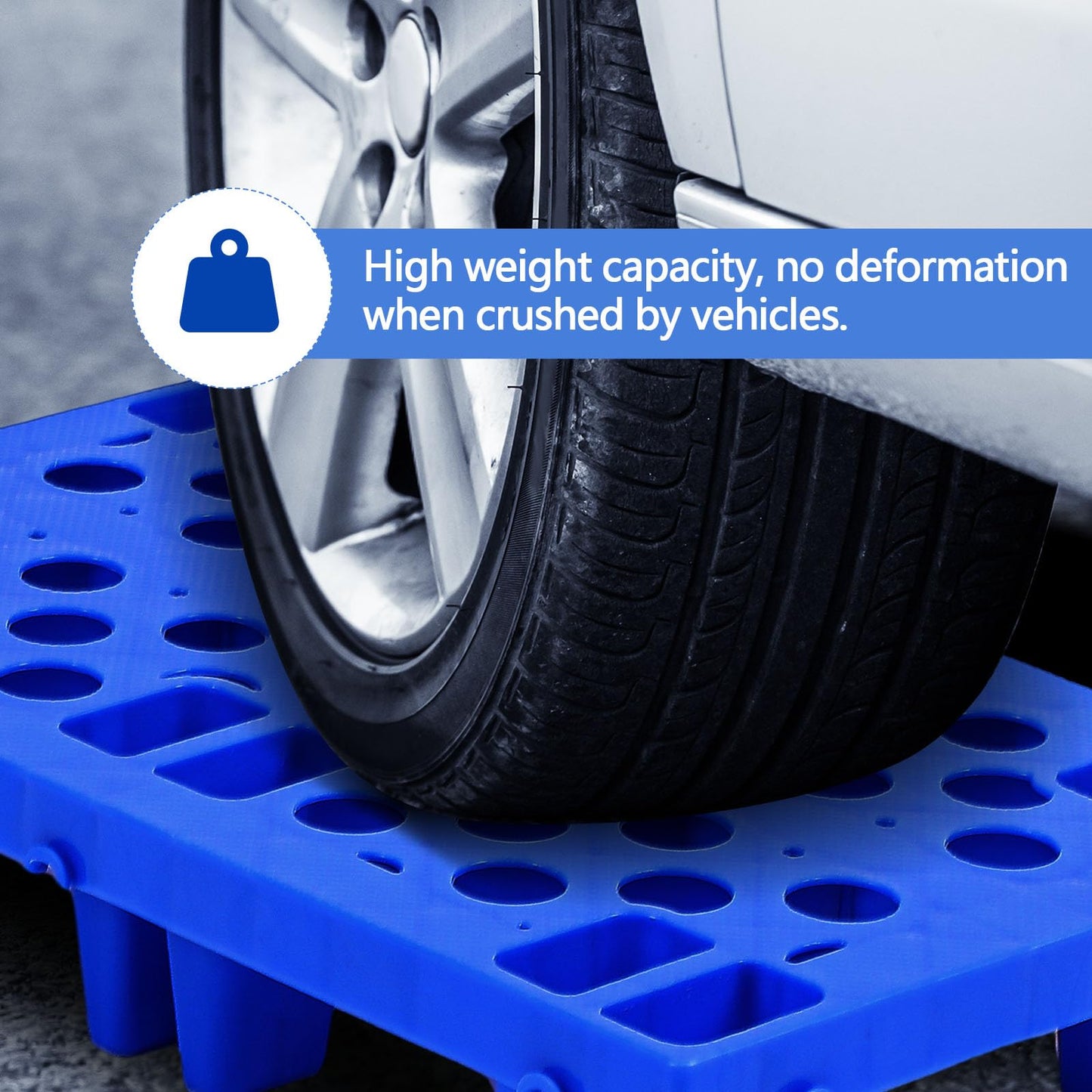 Singhoow 8 Pcs Plastic Pallets for Basement Storage Nestable Moisture Waterproof Lightweight Floor Pallets with Breathable Grid for Indoor Outdoor Supermarket Warehouse (19.6 x 11.8 x 3.9 Inch,Blue)