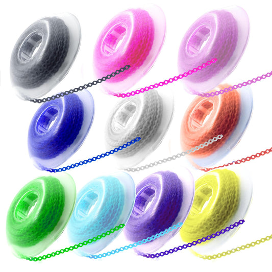 10 Rolls Orthodontic Braces Rubber Chains, Braces Power Chains consisted force in closed, short, long filaments chain in 15''spools (closed, 0.113’’(2.5mm) Mix colors