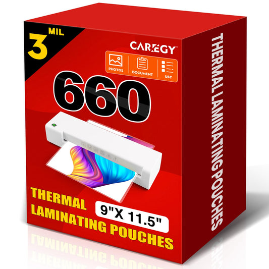 CAREGY Thermal Laminating Pouches,660 Pack Laminating Sheets, 3 Mil, 9 x 11.5 Inches Lamination Sheet Paper for Laminator, Round Corner Letter Size, Office and School Supplies